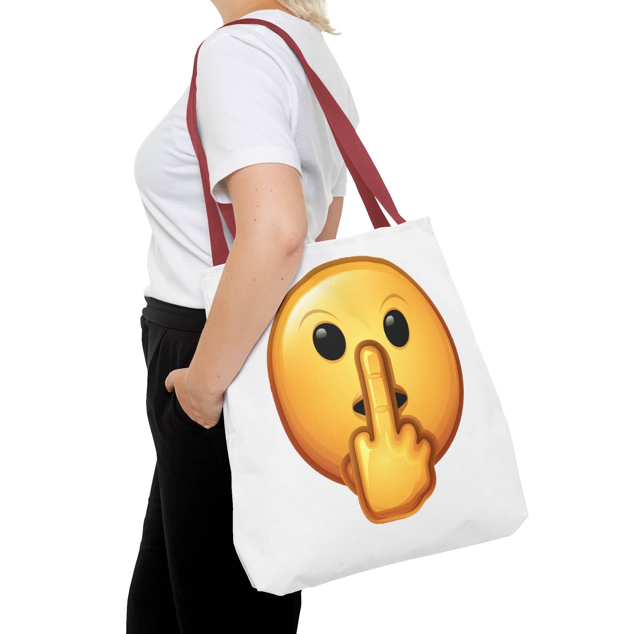 Middle Finger FU Shh Silent Protest Emoji Tote Bag (AOP)