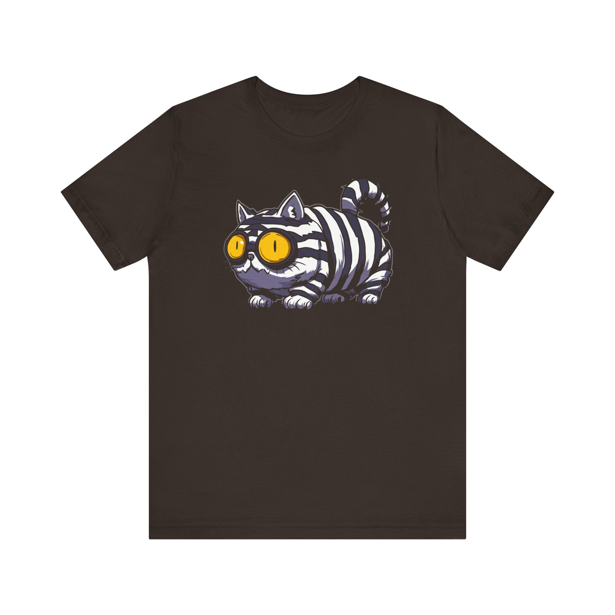 Striped Cat with Glasses T-Shirt Funny Cartoon Design
