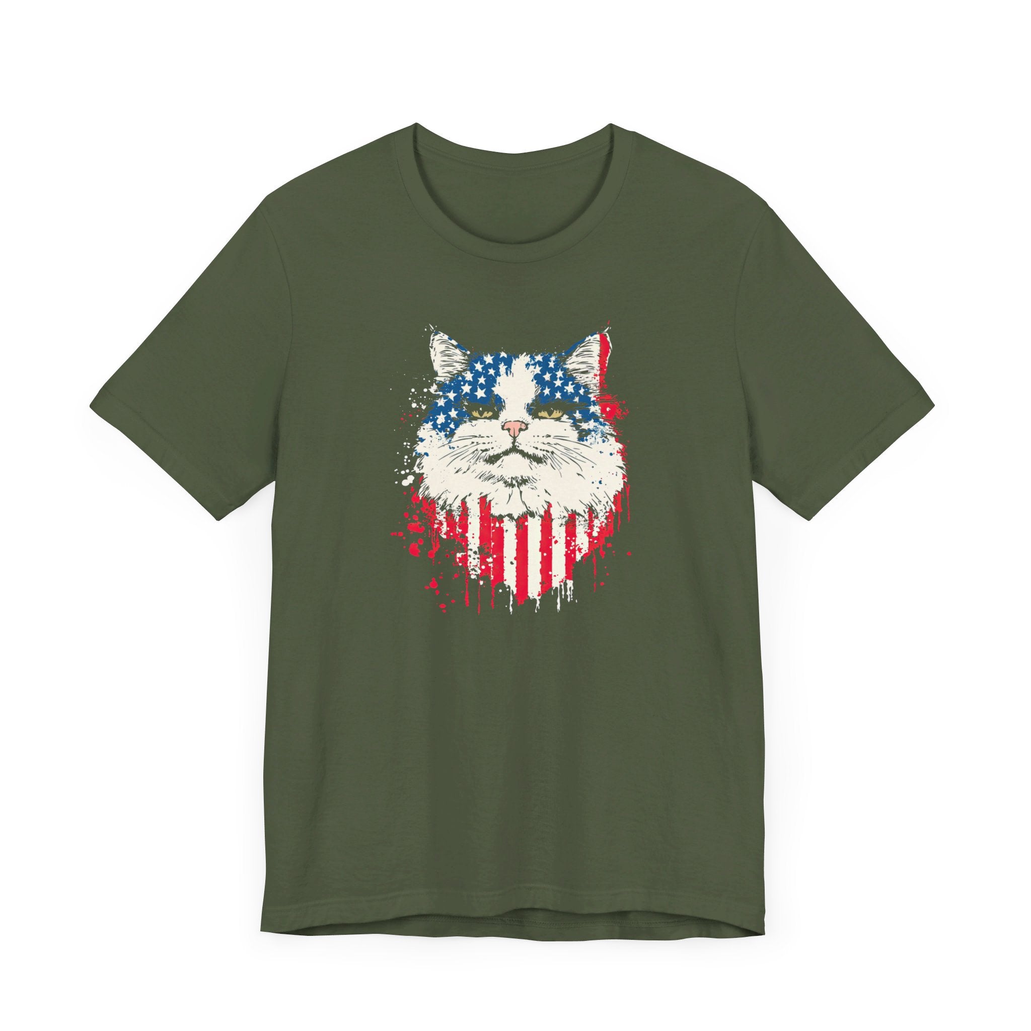 American Flag Cat Face T-Shirt – Patriotic Cat Lover Tee
