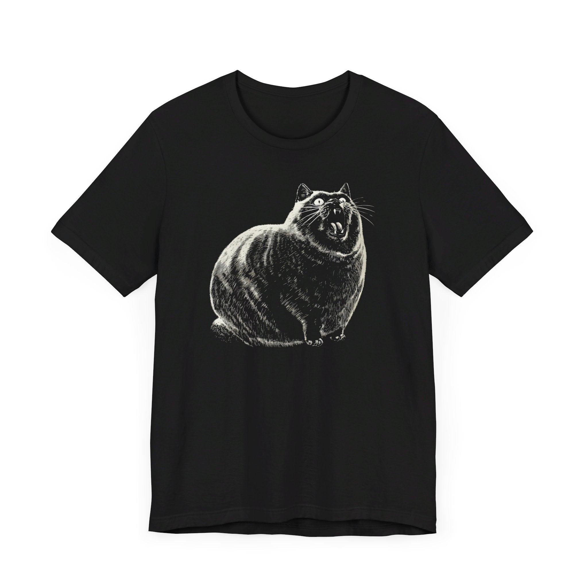 Yowling Chonky Cat Graphic T-Shirt Funny Cat Lover Tee