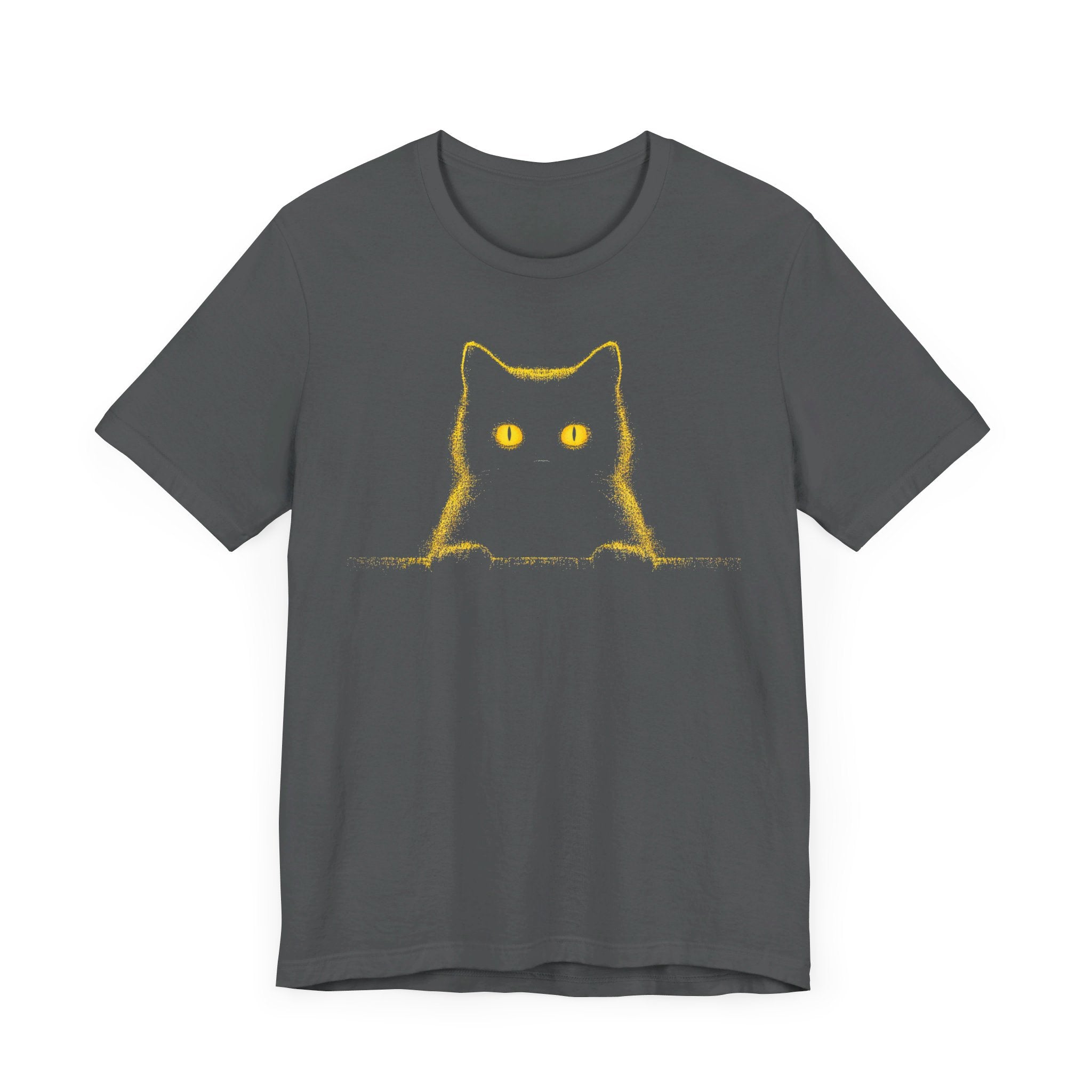 Glowing Eyes Black Cat Graphic Tee – Mysterious Feline Lover Shirt