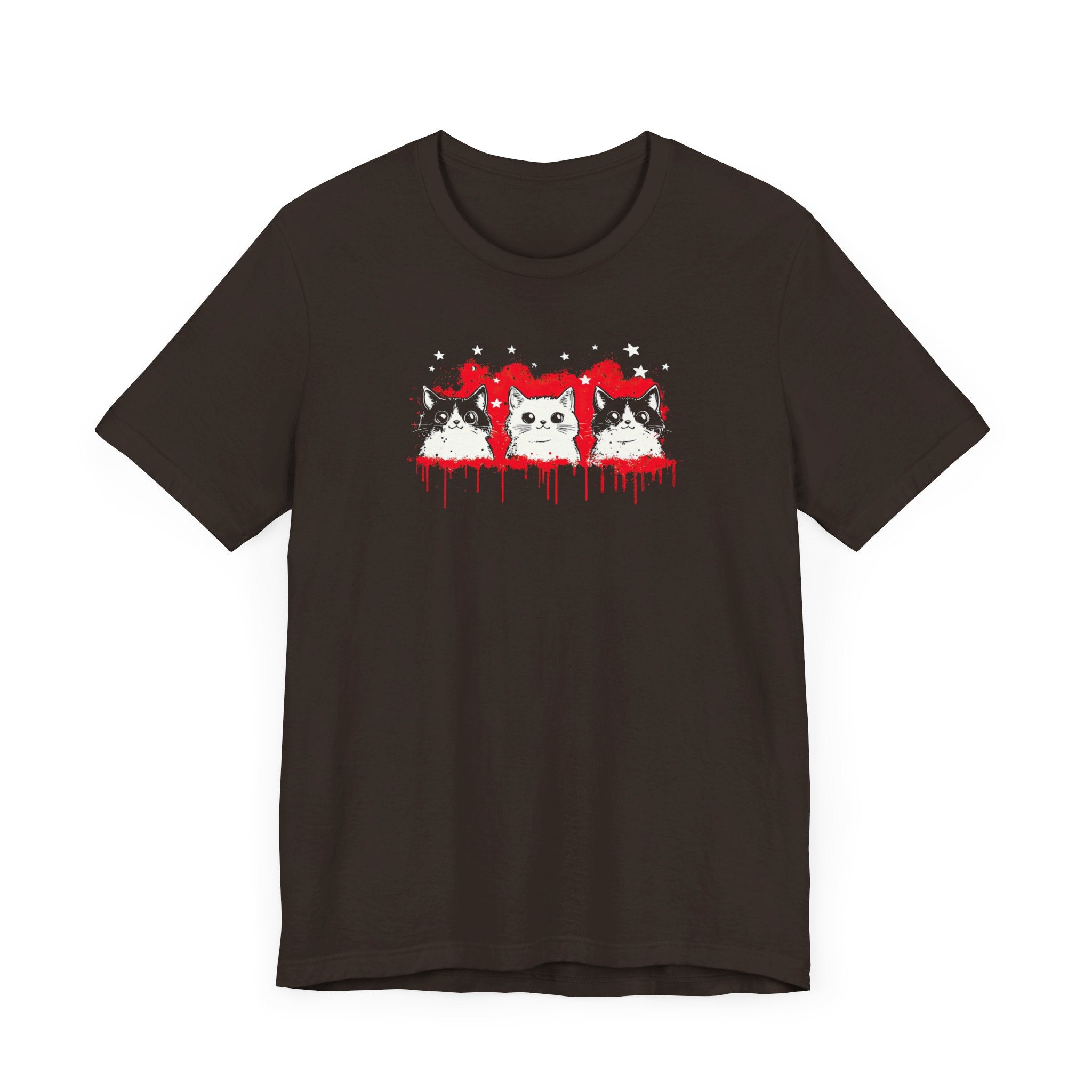Triple Cat Drip Graphic Tee – Cool Cats in Stars and Stripes Shirt