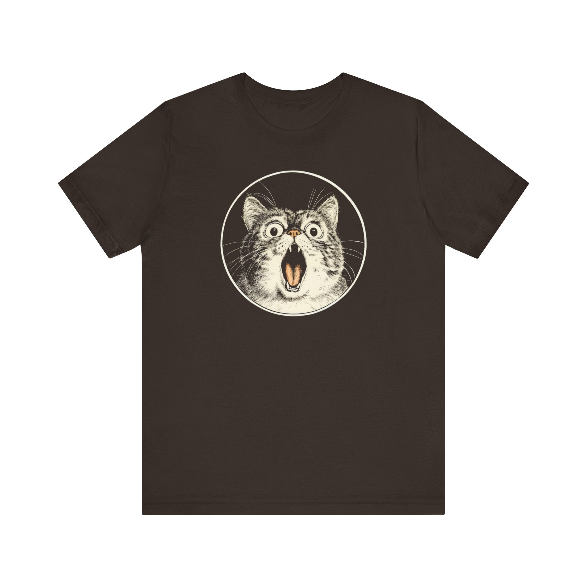 Surprised Cat Graphic Tee – Vintage Style Cat Lover Shirt