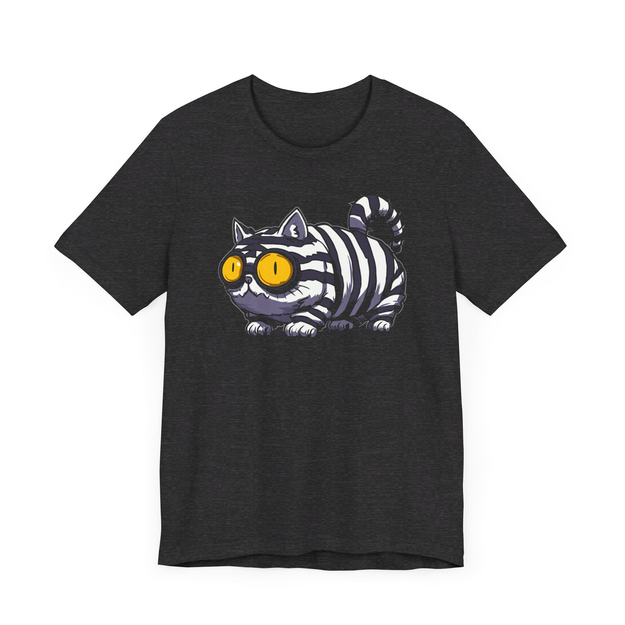 Striped Cat with Glasses T-Shirt Funny Cartoon Design