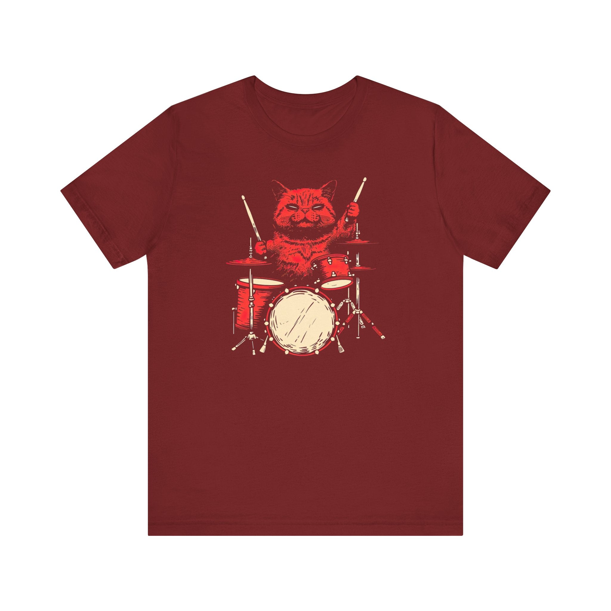 Drumming Cat T-Shirt - Feline Drummer Cool Music Design