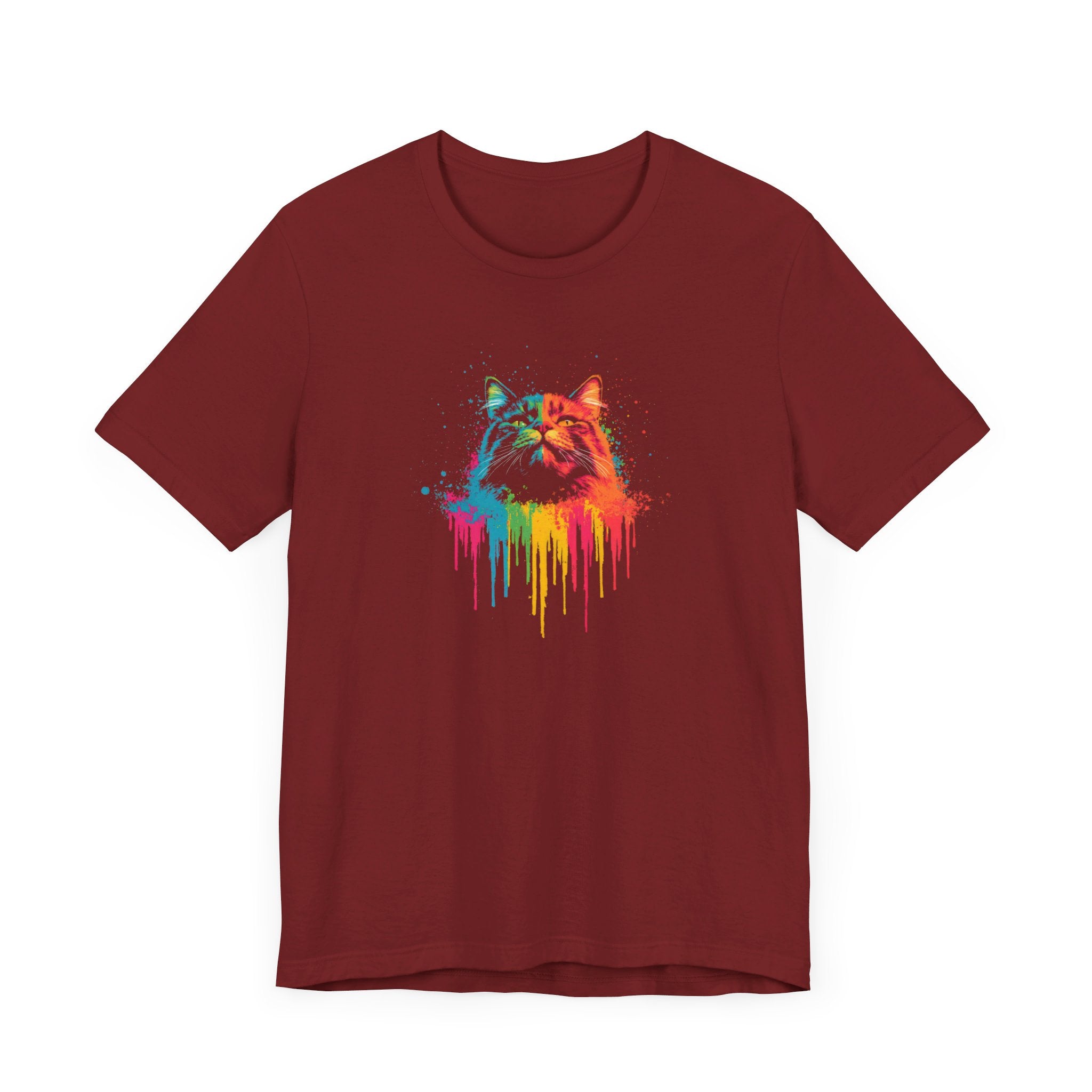 Colorful Dripping Cat T-Shirt - Vibrant Feline Art Tee