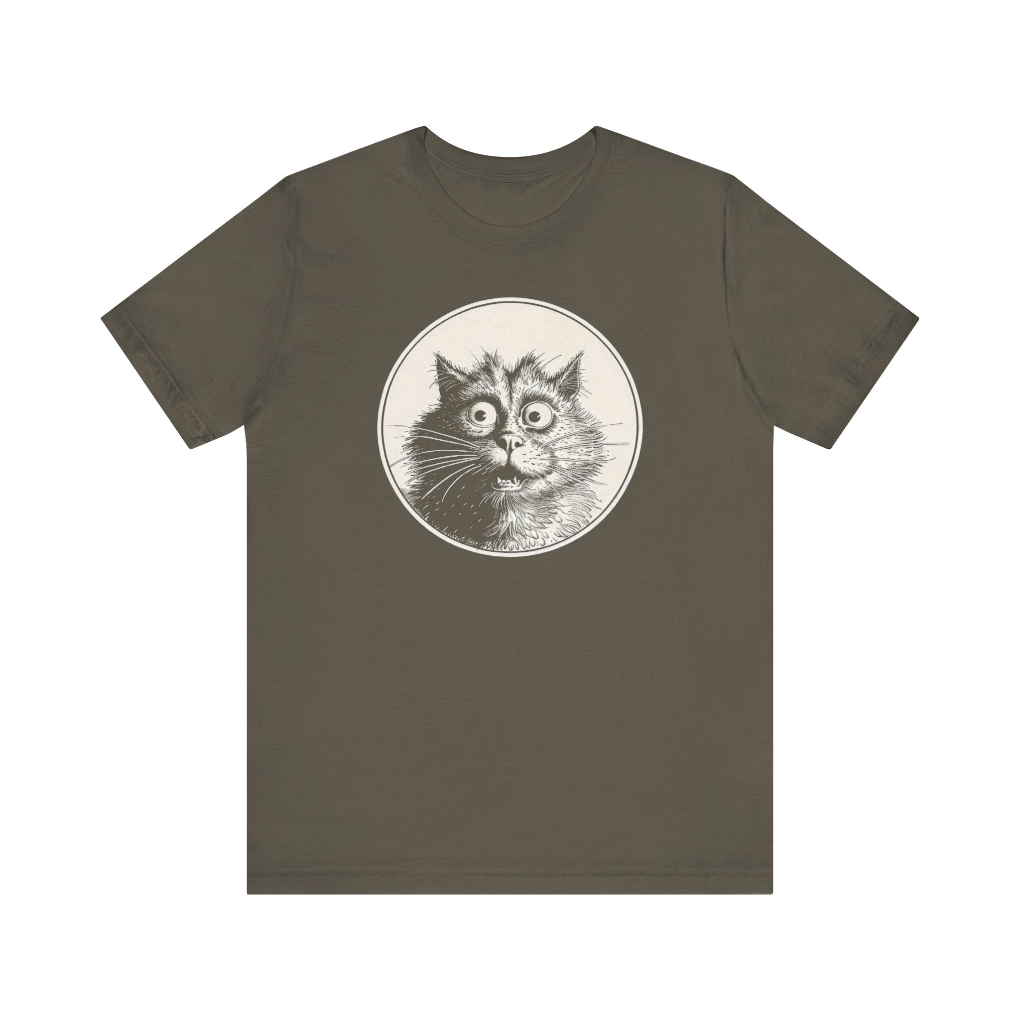 Surprised Cat Graphic Tee – Vintage Style Cat Lover Shirt