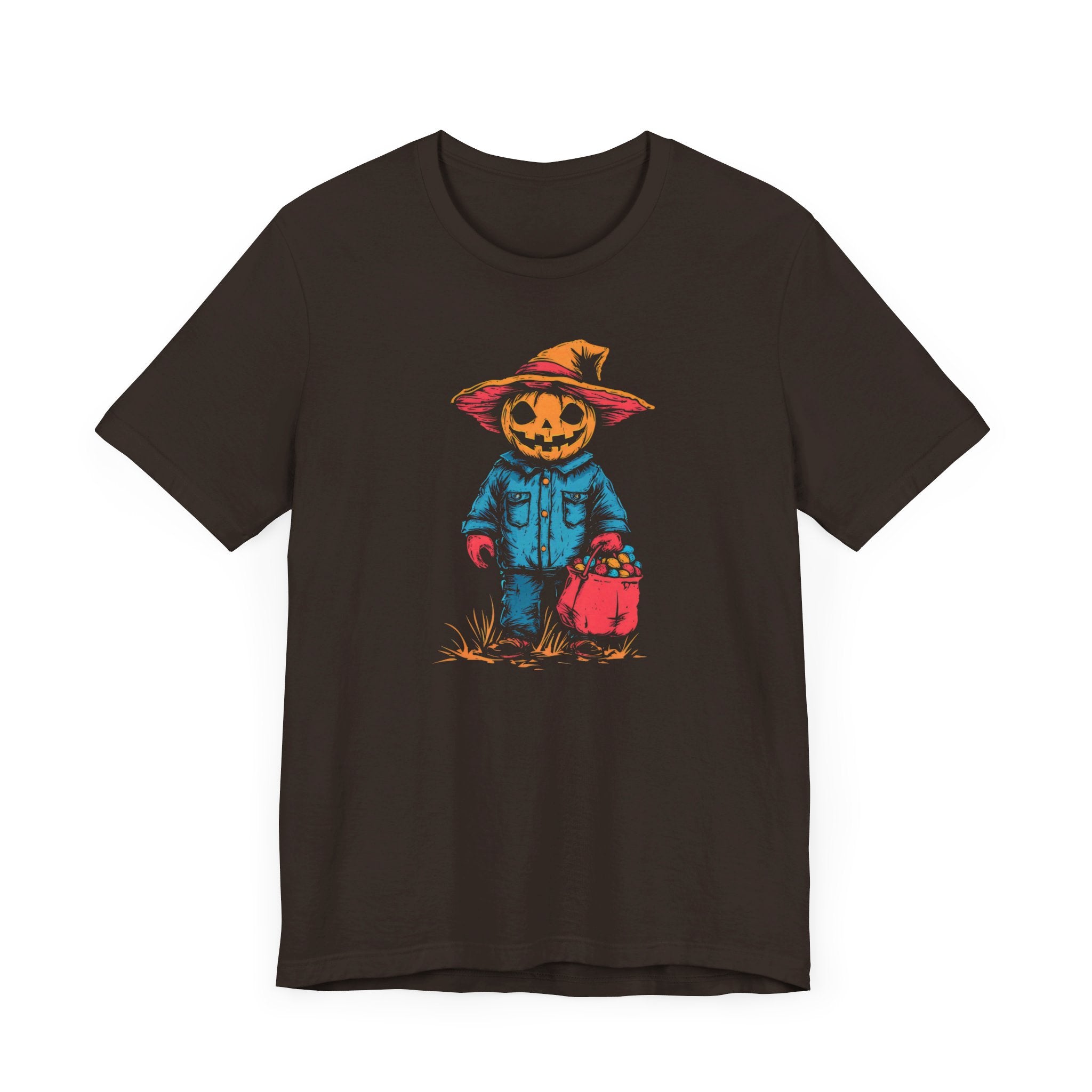 Pumpkin Scarecrow Halloween Graphic Tee – Spooky Trick-or-Treat Shirt