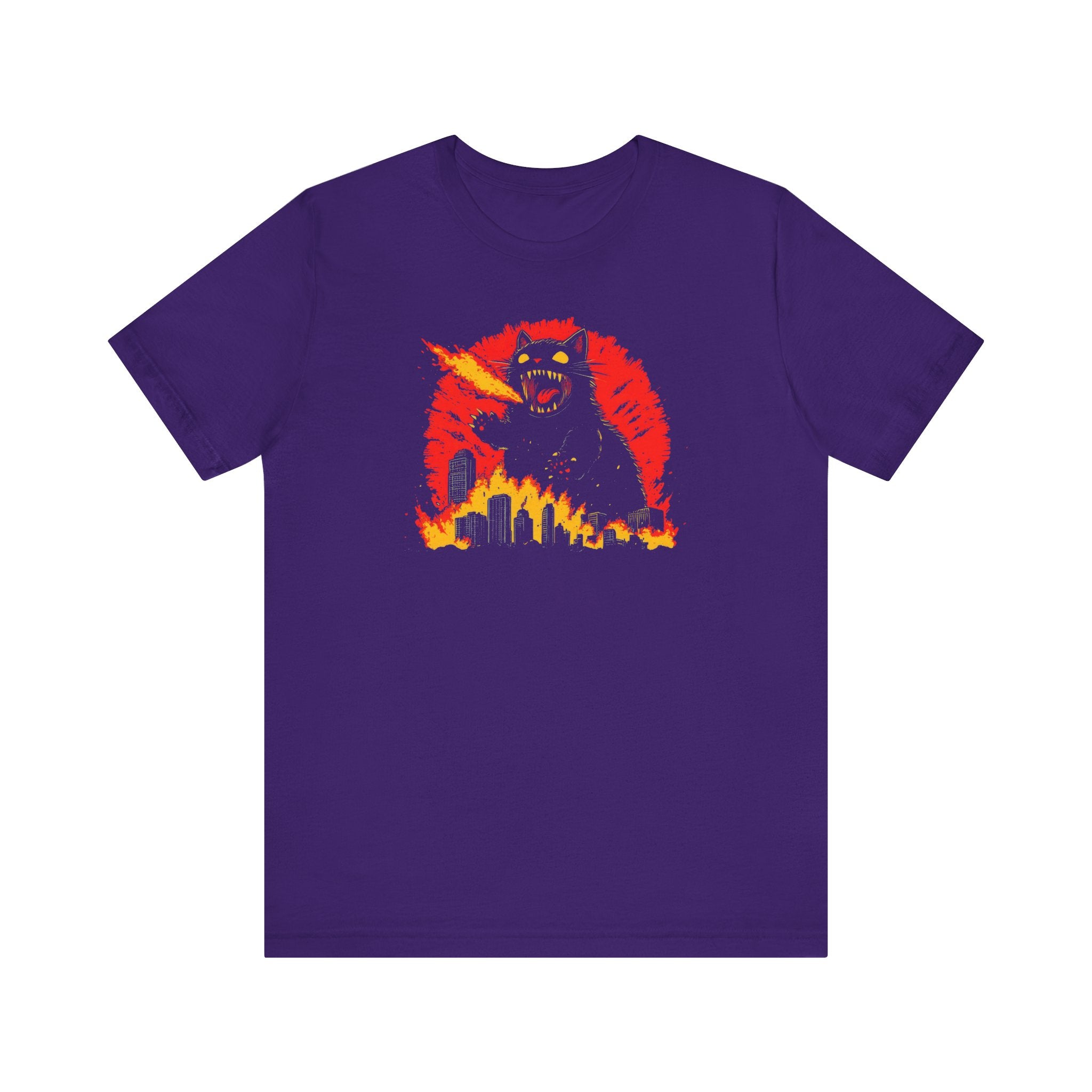 Catzilla Firestorm T-Shirt Fierce Cat Flame Attack Design