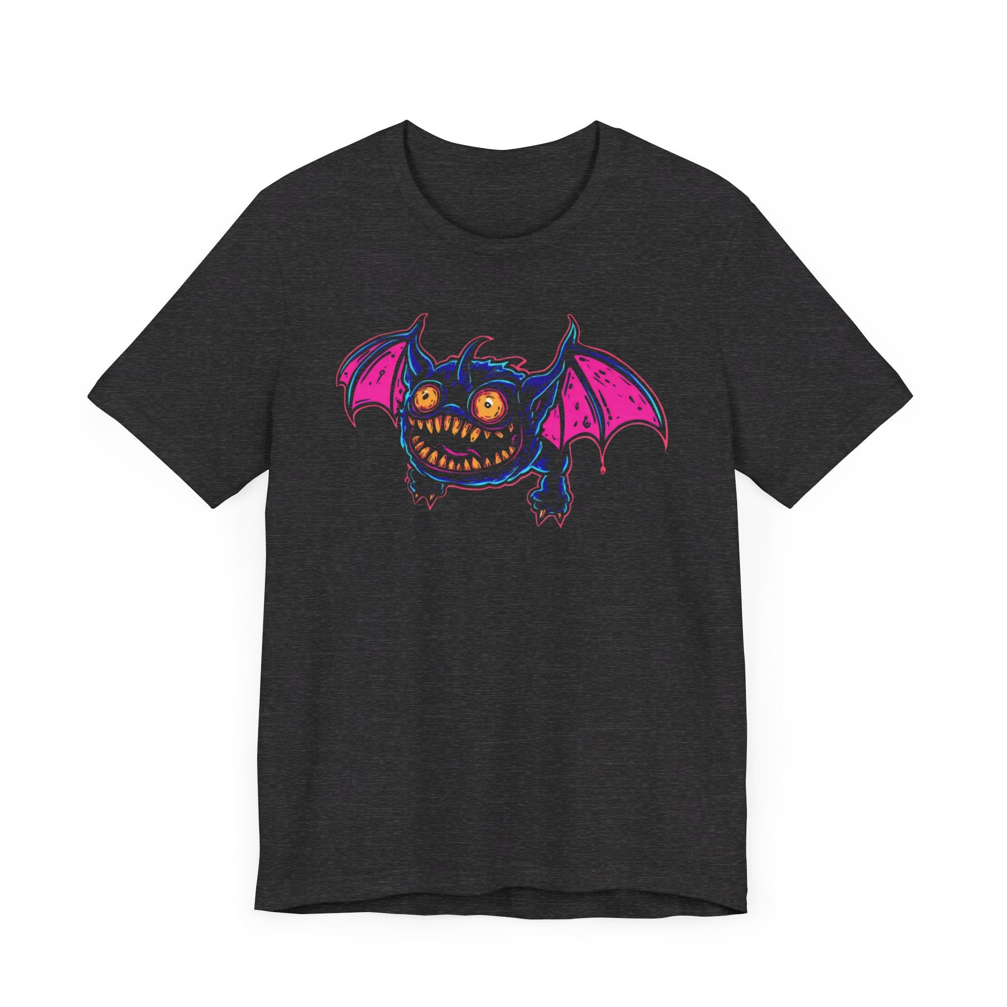 Neon Bat Creature T-Shirt Vibrant Fantasy Monster Graphic Tee