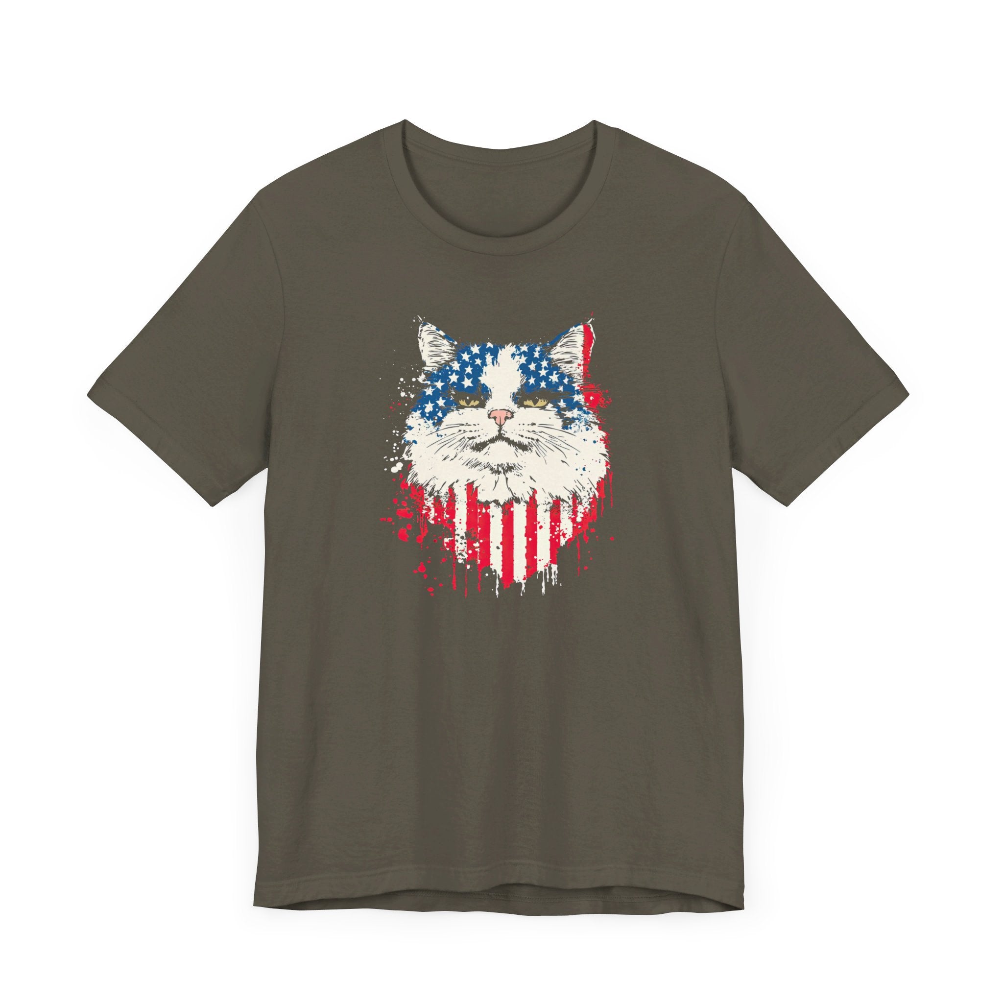 American Flag Cat Face T-Shirt – Patriotic Cat Lover Tee