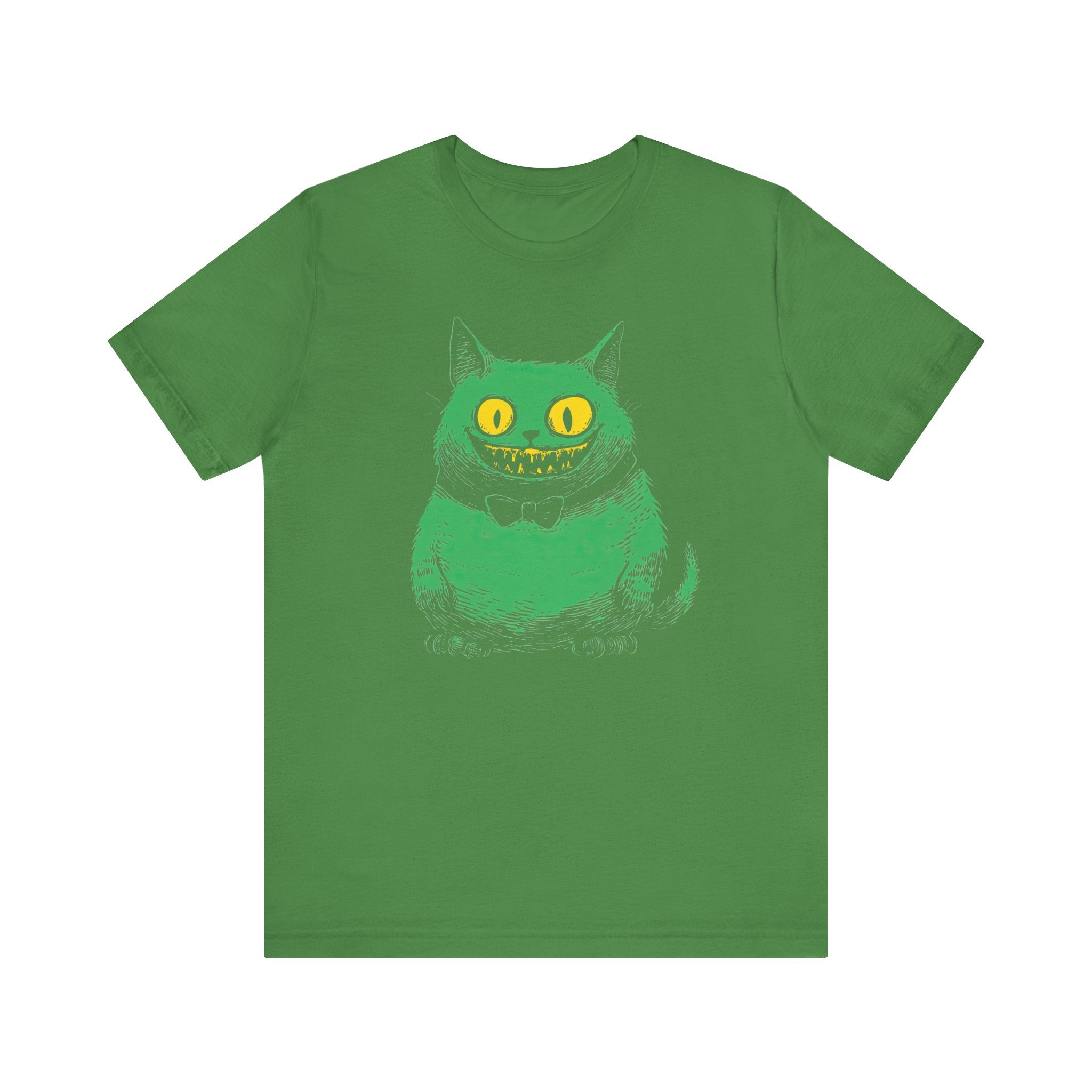 Cheshire Cat T-Shirt - Creepy Green Grinning Cat Design