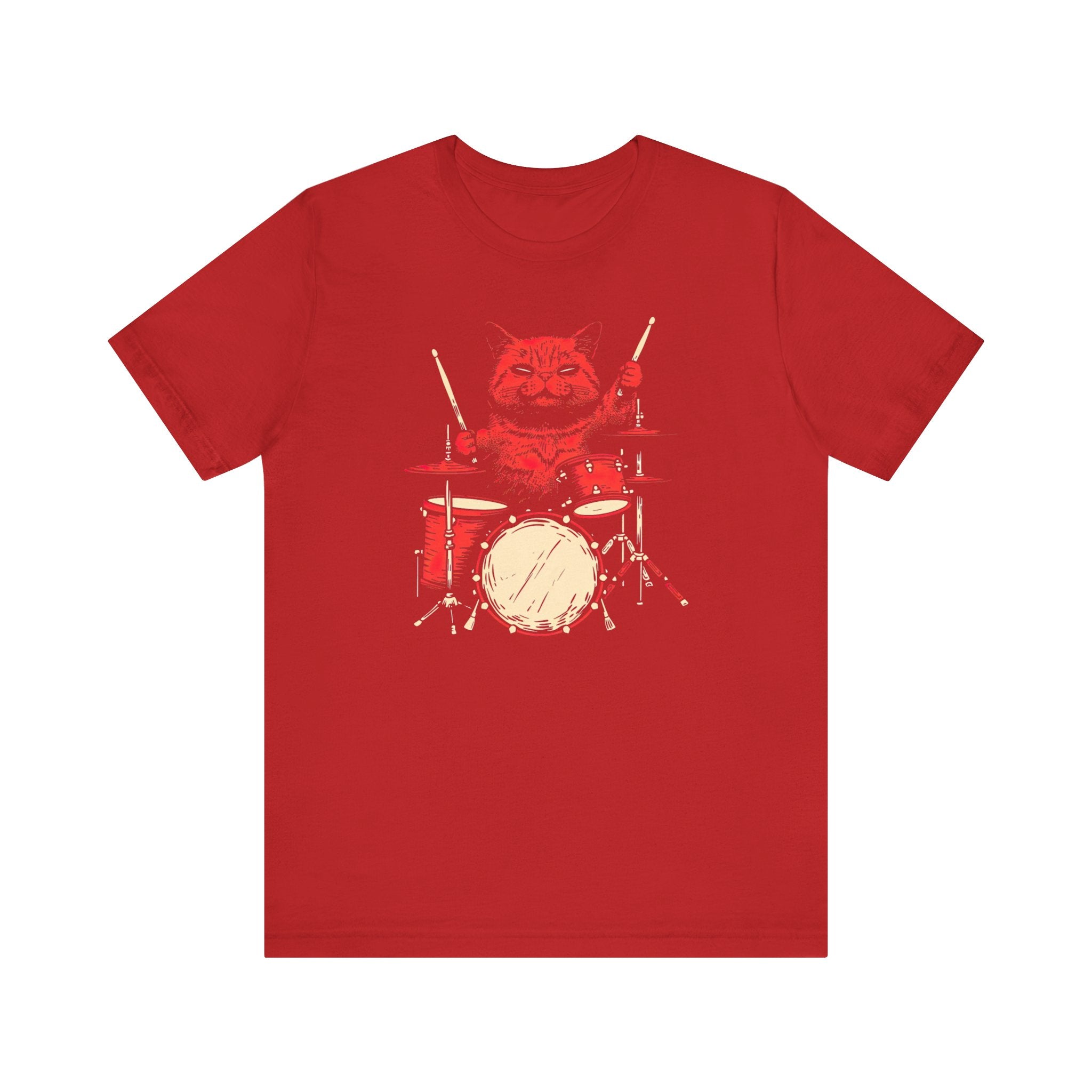 Drumming Cat T-Shirt - Feline Drummer Cool Music Design