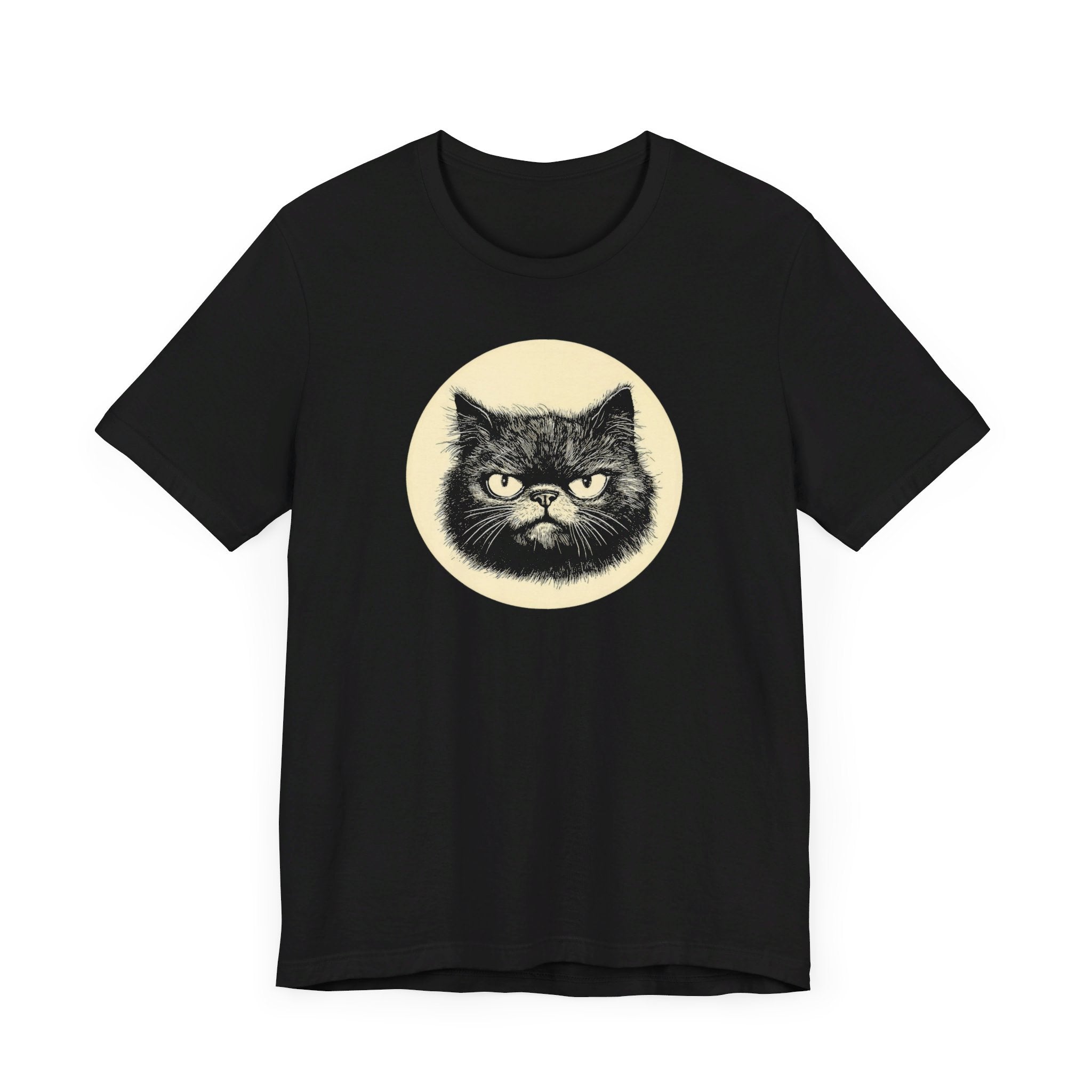 Grumpy Black Cat Graphic Tee – Vintage Style Cat Lover Shirt