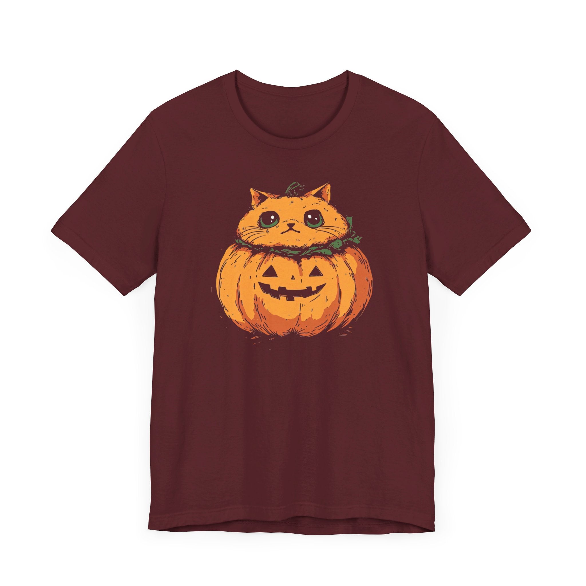 Pumpkin Cat T-Shirt - Cute Halloween Jack-o’-Lantern Kitty Design