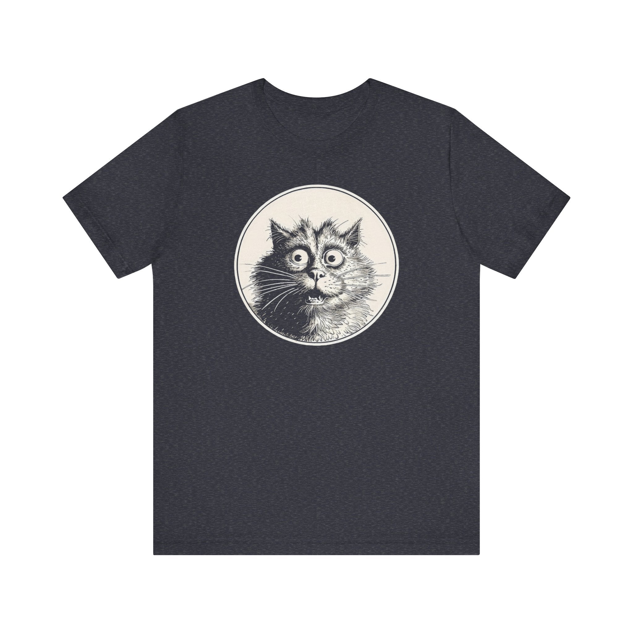 Surprised Cat Graphic Tee – Vintage Style Cat Lover Shirt