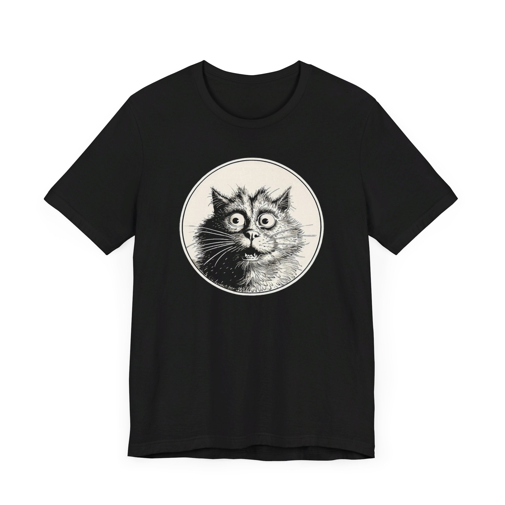 Surprised Cat Graphic Tee – Vintage Style Cat Lover Shirt