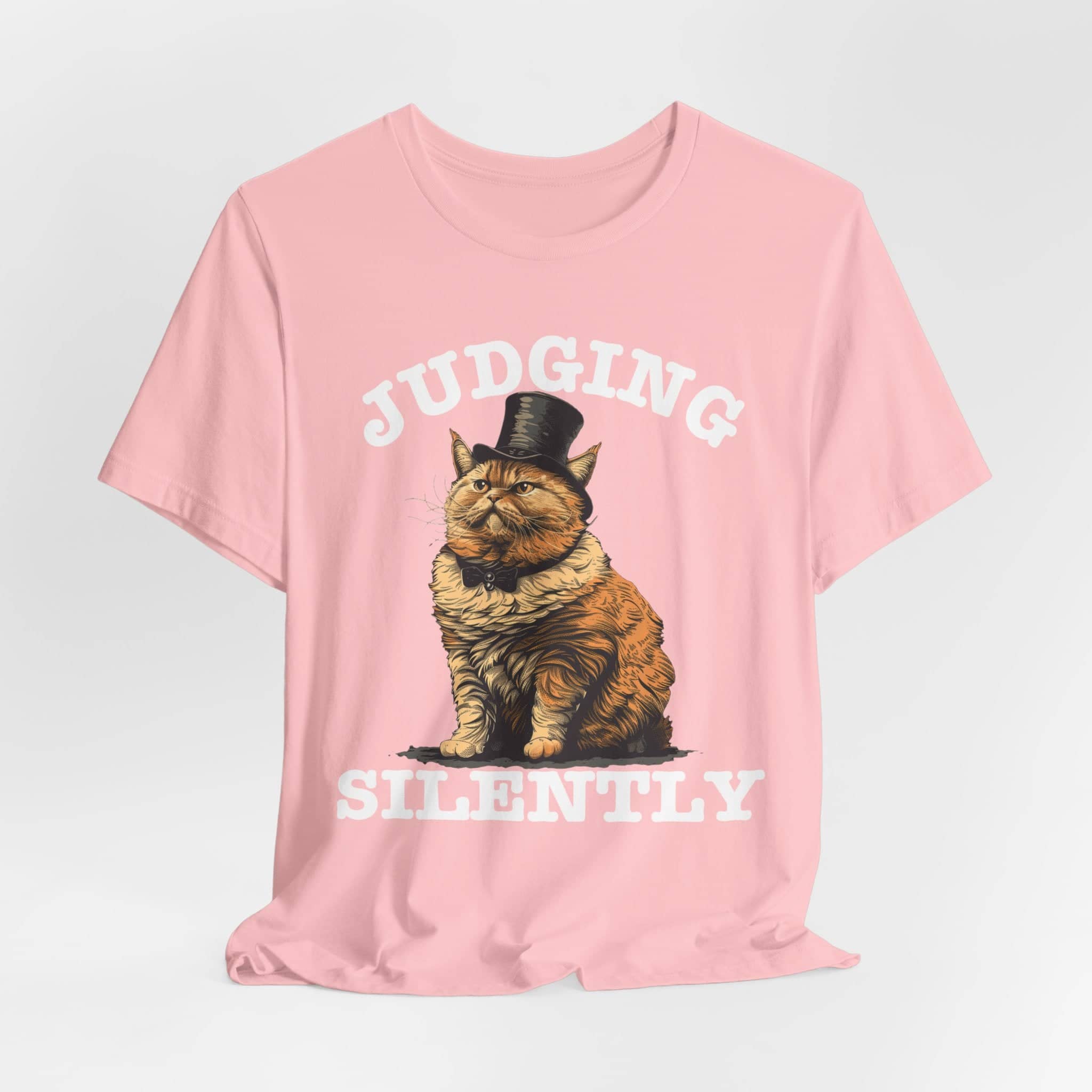 Judging Silently Cat T-Shirt, Whimsical Top Hat Cat Graphic Tee, Humorous Cat Lover Shirt, Unique Gift for Cat Enthusiasts