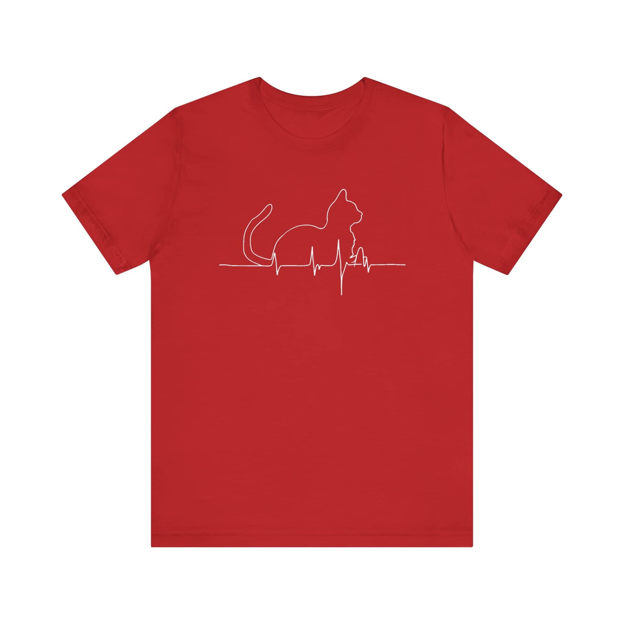 Cat Heartbeat Line Art Shirt Minimalist Cat Lover Gift