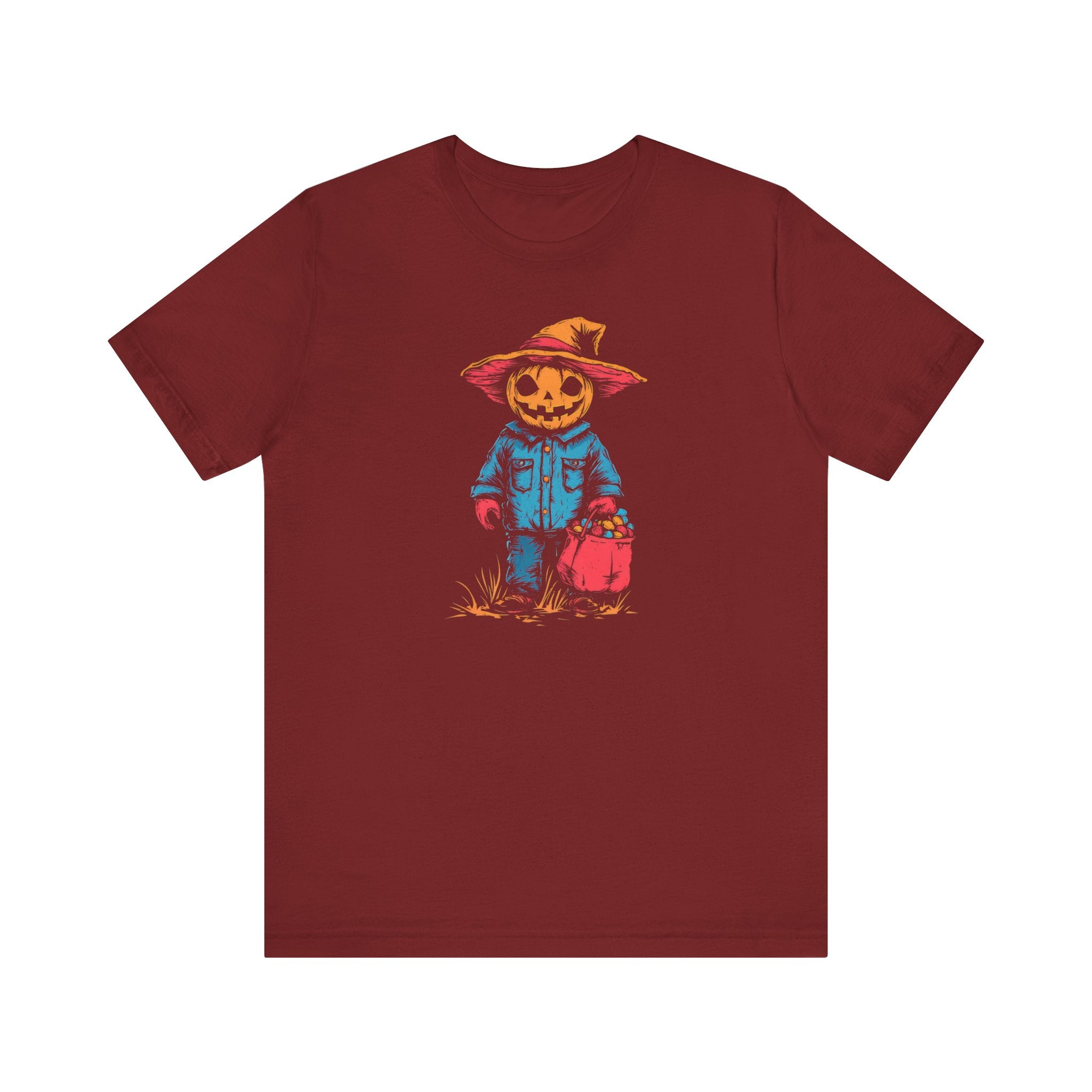 Pumpkin Scarecrow Halloween Graphic Tee – Spooky Trick-or-Treat Shirt