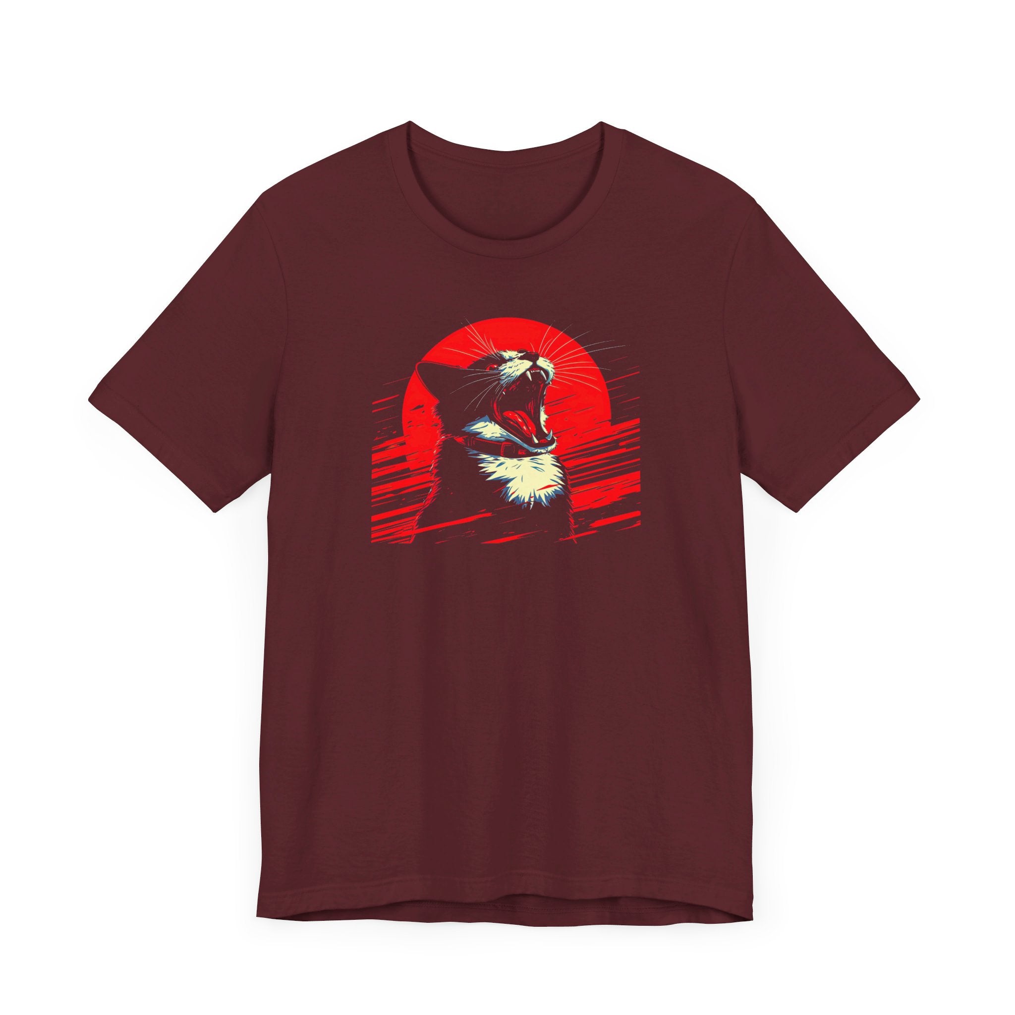 Roaring Cat T-Shirt – Fierce Red Sun Cat Graphic Tee