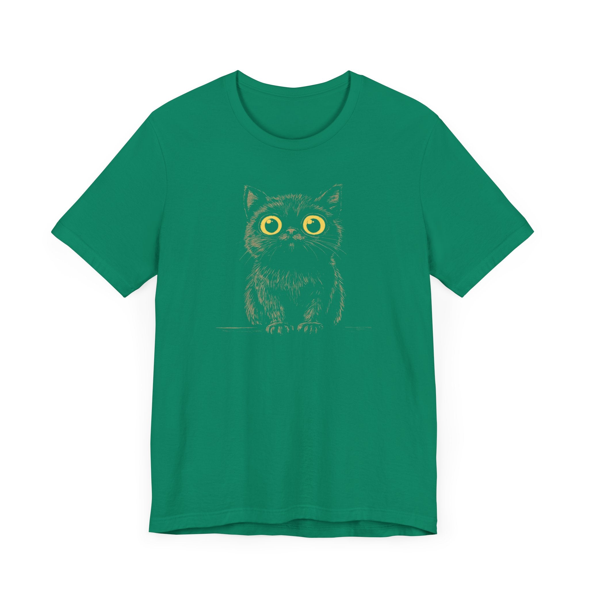 Cute Wide-Eyed Black Cat Graphic Tee