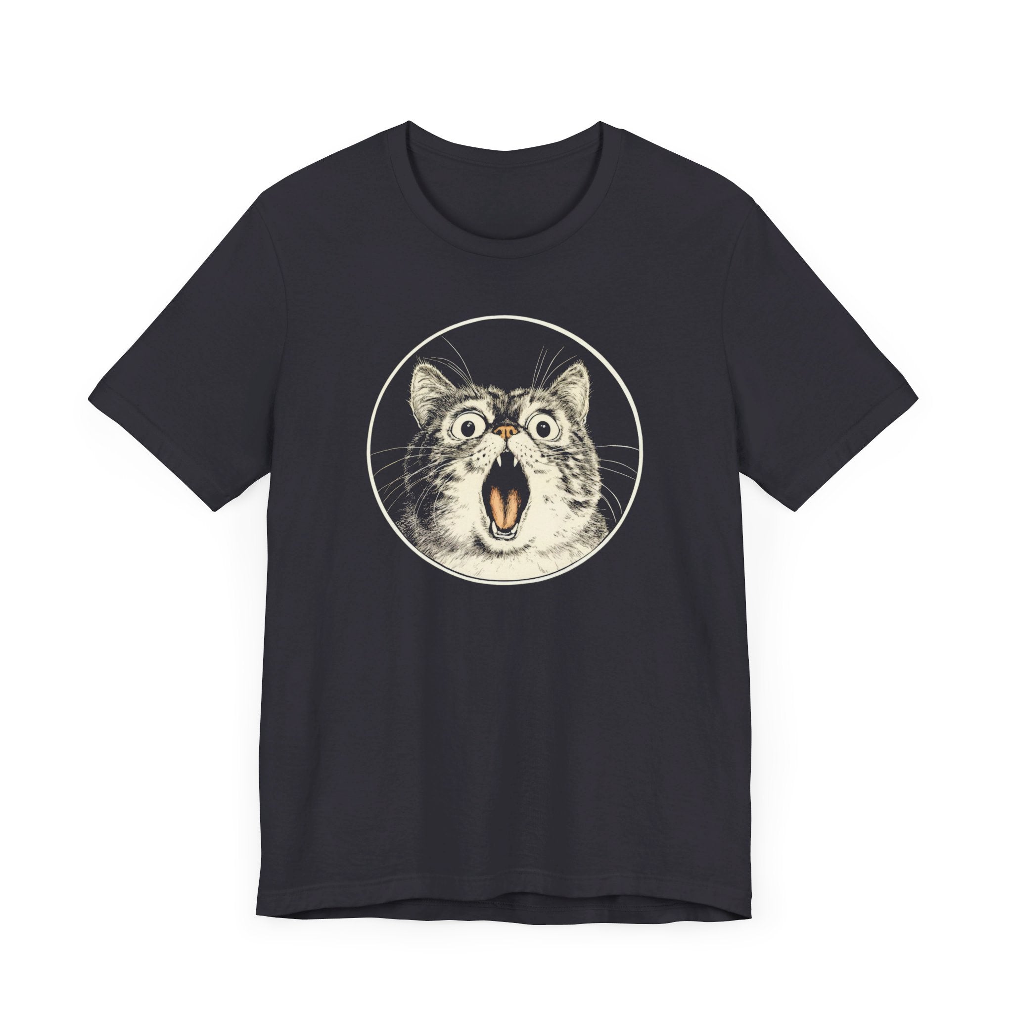 Surprised Cat Graphic Tee – Vintage Style Cat Lover Shirt
