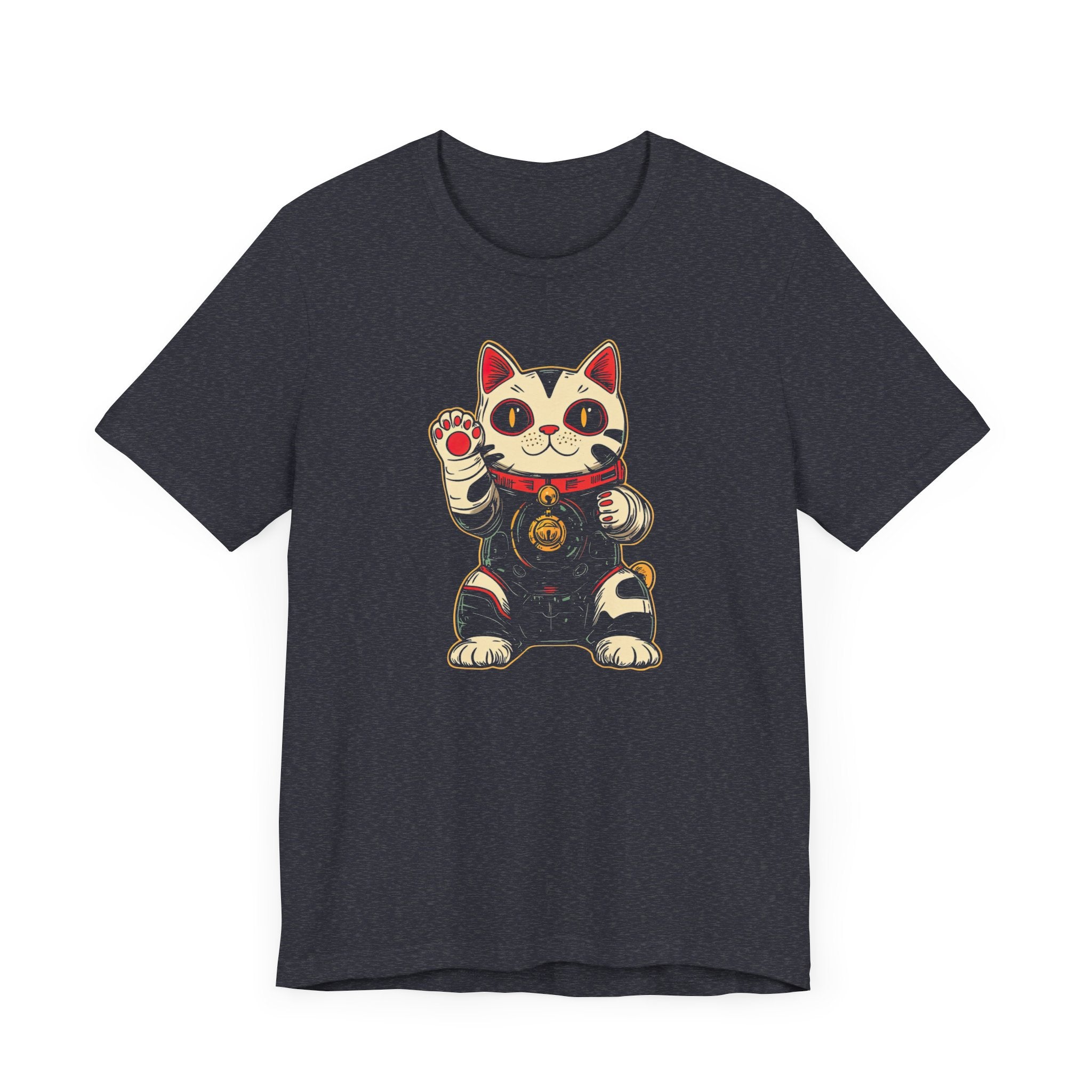 Lucky Cat Robot T-Shirt - Futuristic Maneki-Neko Design