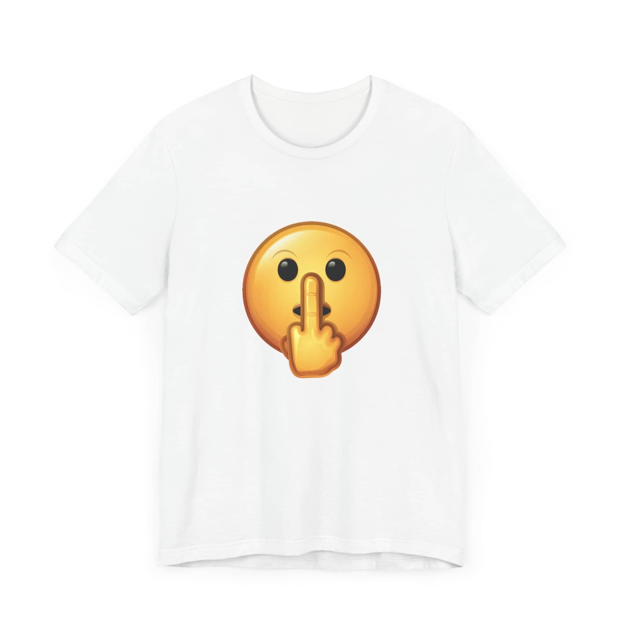 Middle Finger FU Shh Silent Protest Emoji Tee (Small Graphic)