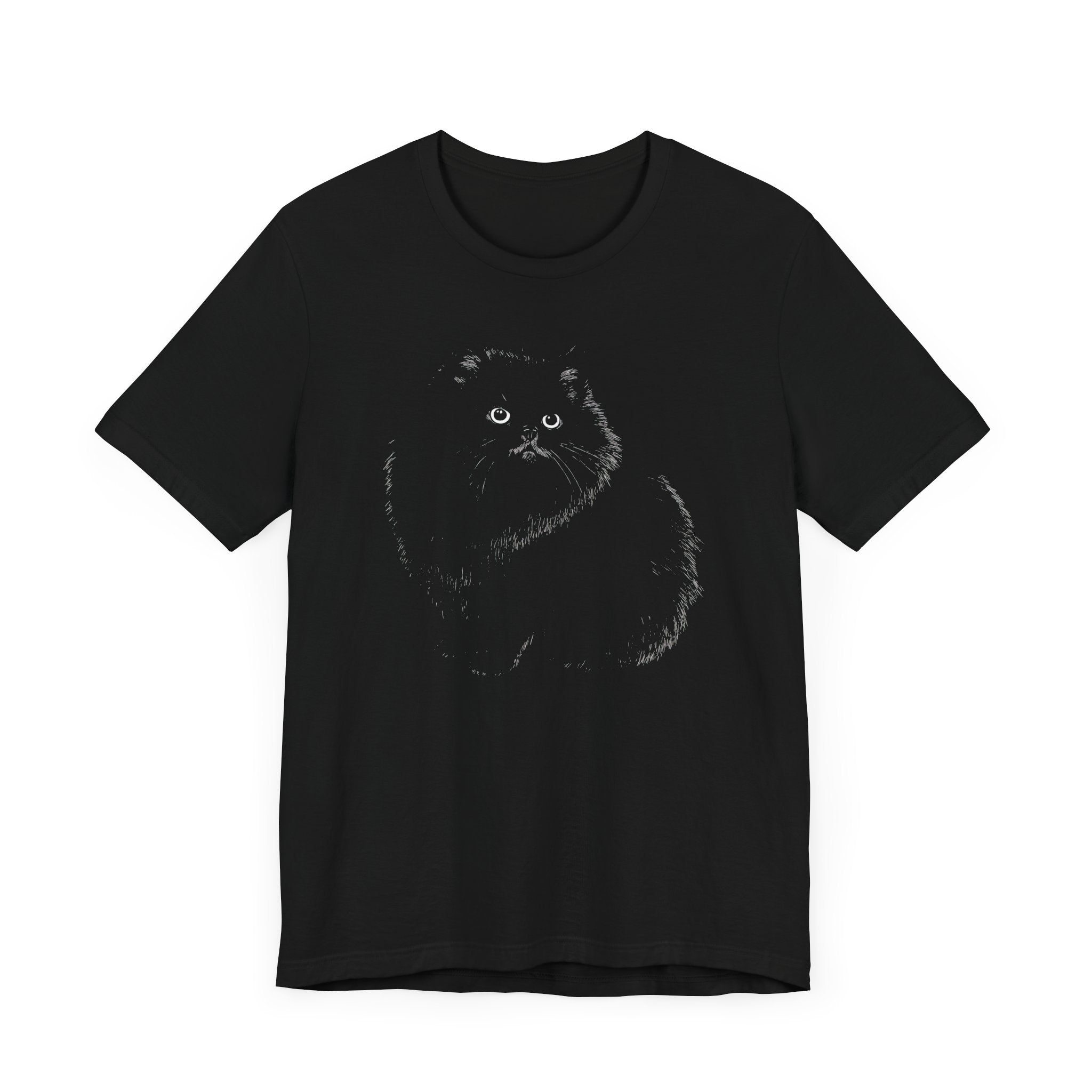 Fluffy Black Cat Graphic Tee
