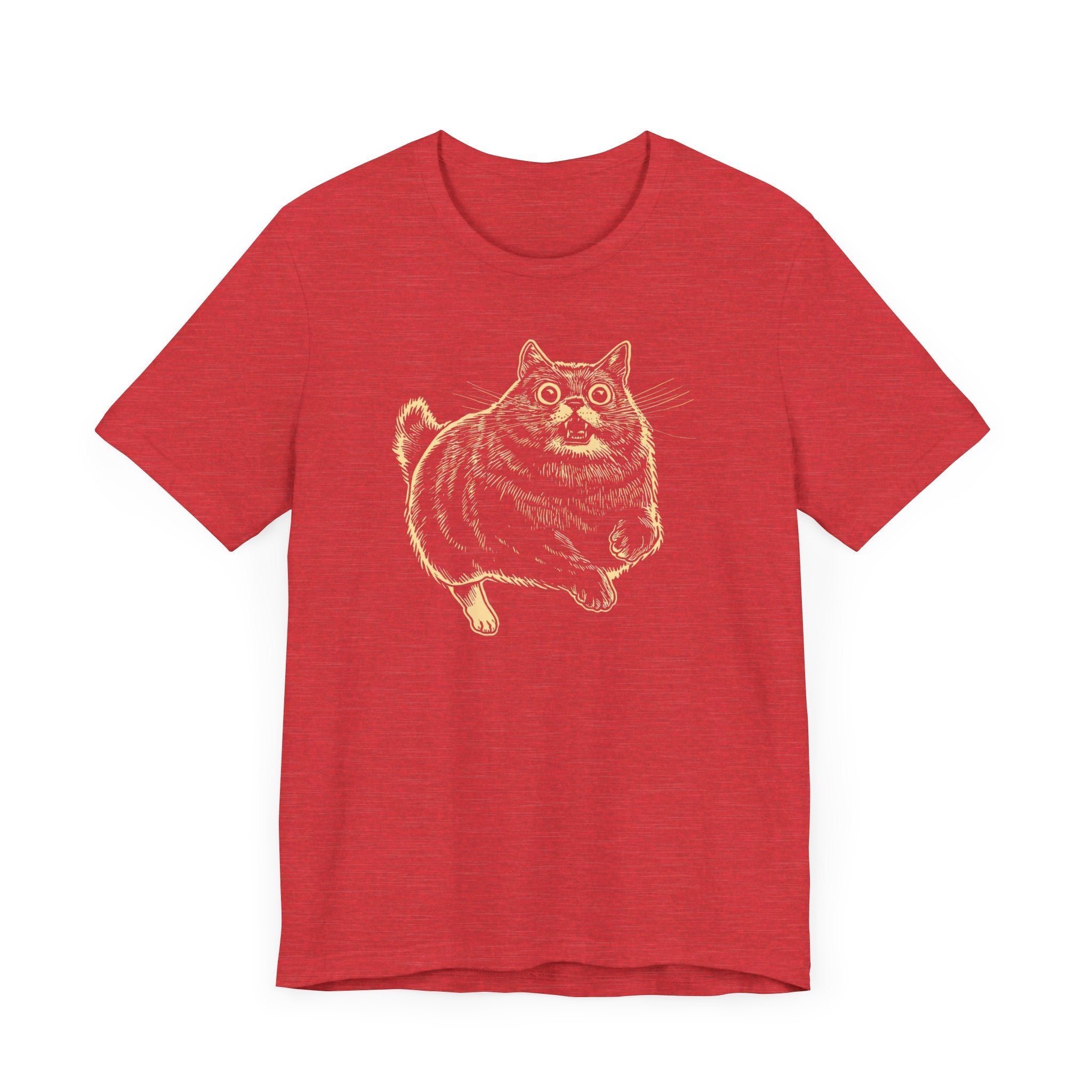 Surprised Cat in Action T-Shirt – Quirky Cat Lover’s Tee