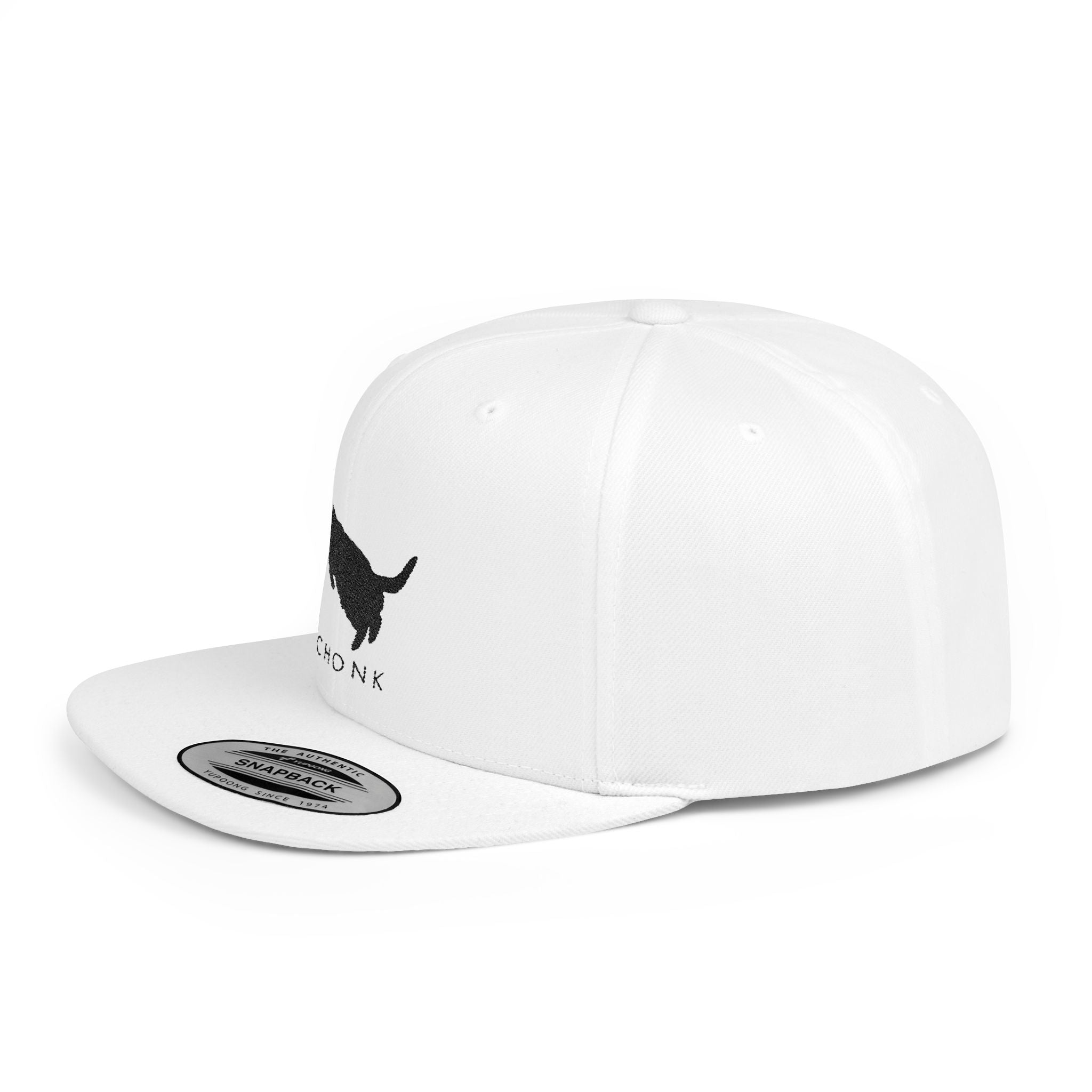 Chonk Cat Flat Bill Snapback Hat White | Funny Cat Lover Cap, Gift for Cat Owners, Adjustable Baseball Hat, Unique Pet Gift, Cool Cat Merchandise