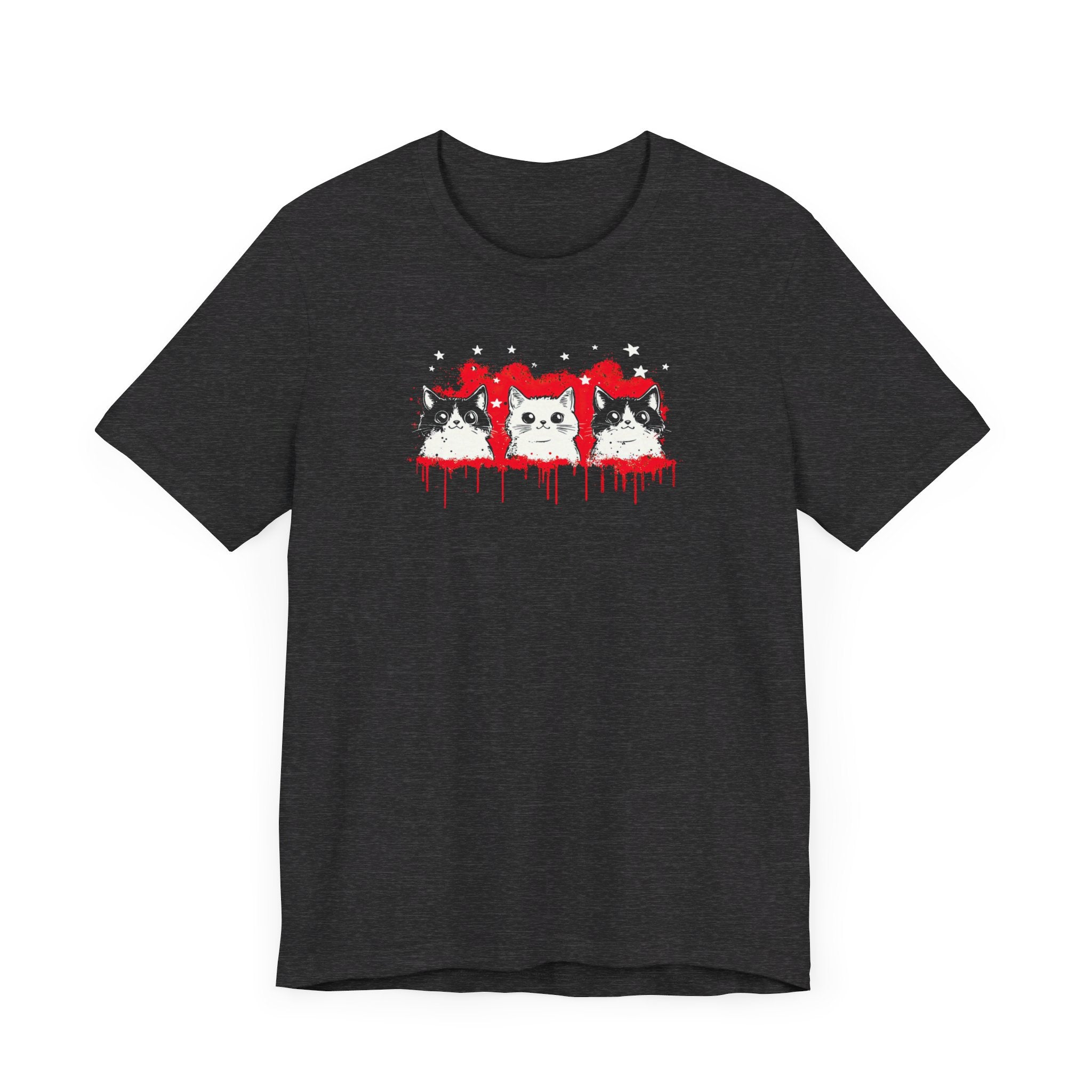 Triple Cat Drip Graphic Tee – Cool Cats in Stars and Stripes Shirt