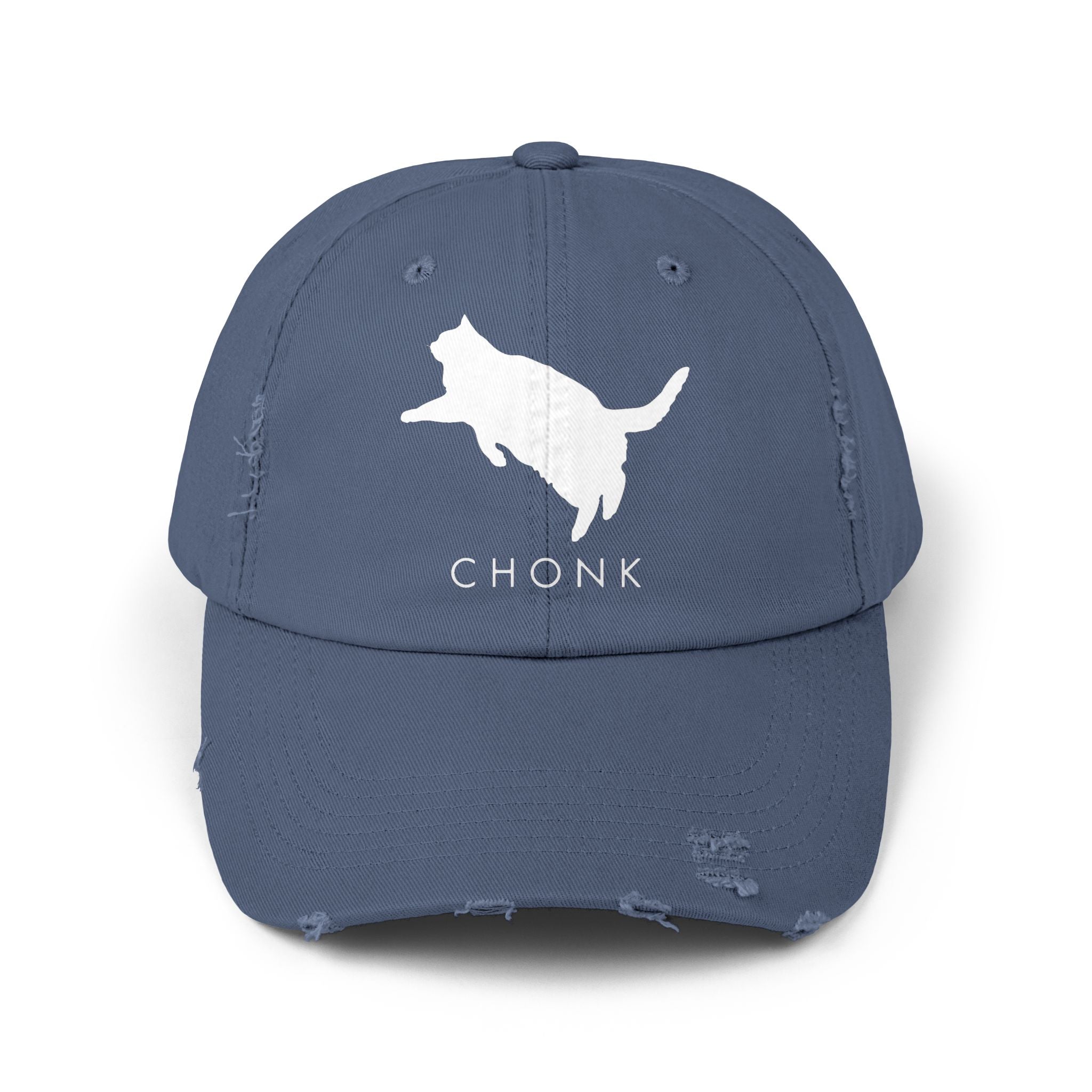 Distressed Cat Lover Cap (White Logo), Funny Pet Hat for Cat Owners, Adjustable Cap for Summer, Gift for Cat Lovers, Cute Chonk Cap