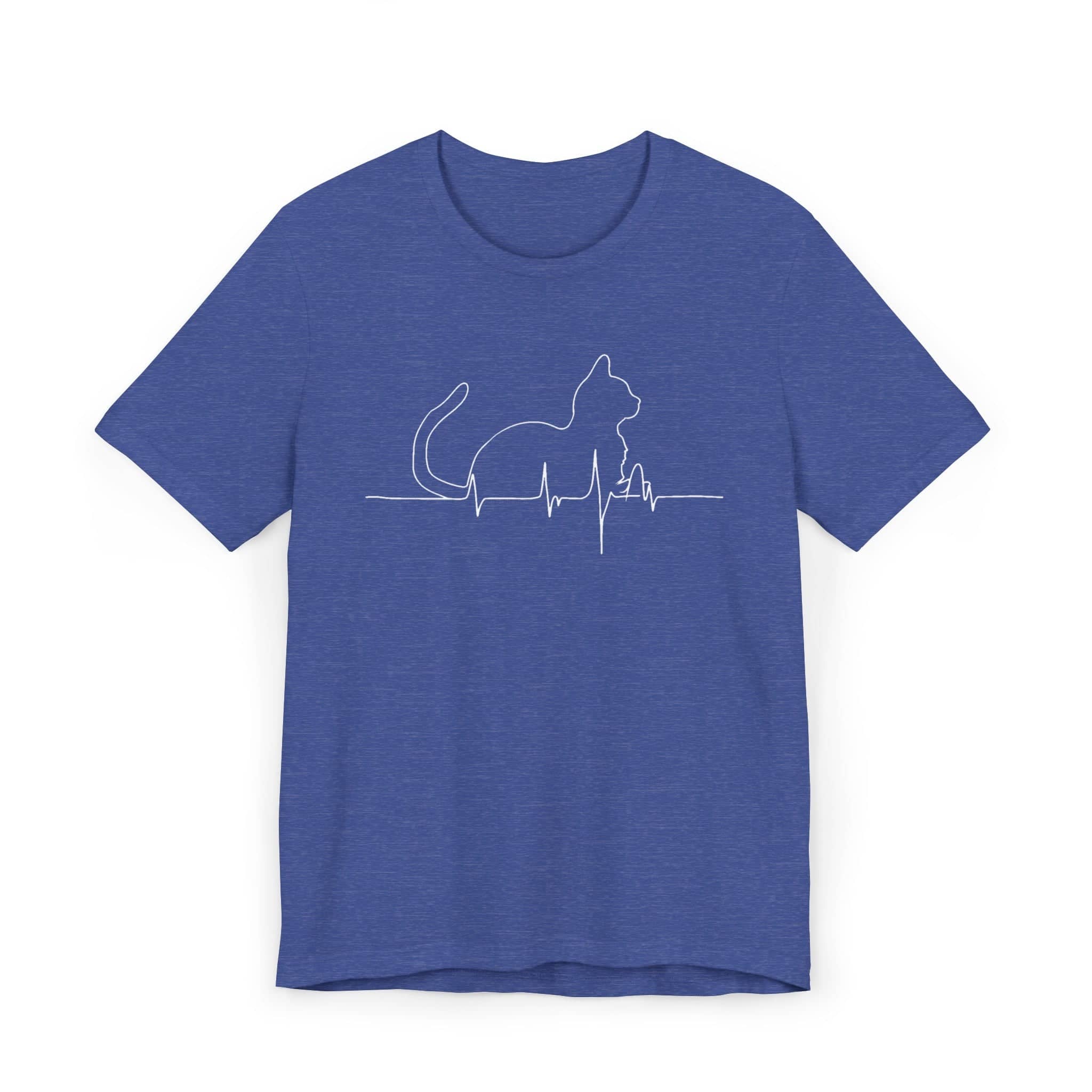 Cat Heartbeat Line Art Shirt Minimalist Cat Lover Gift