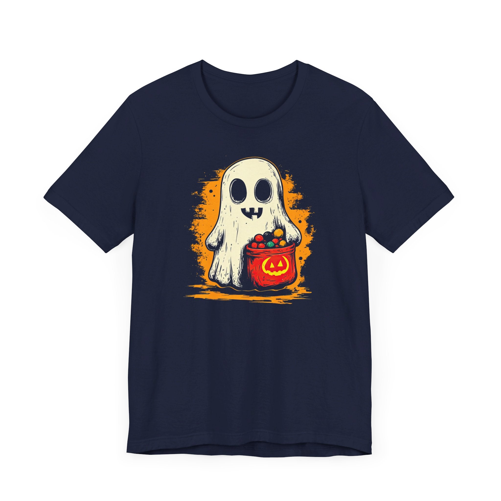 Cute Ghost Halloween Graphic Tee – Spooky Pumpkin Candy Design Shirt