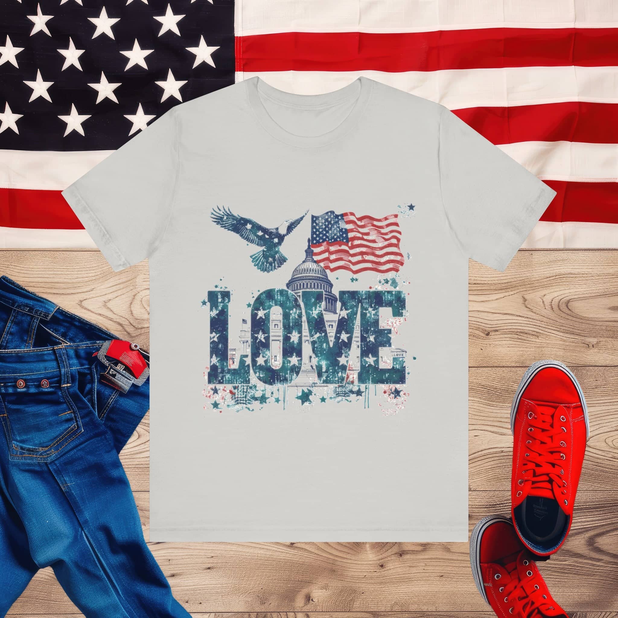 Patriotic Love Tee Unisex Jersey Short Sleeve Tee