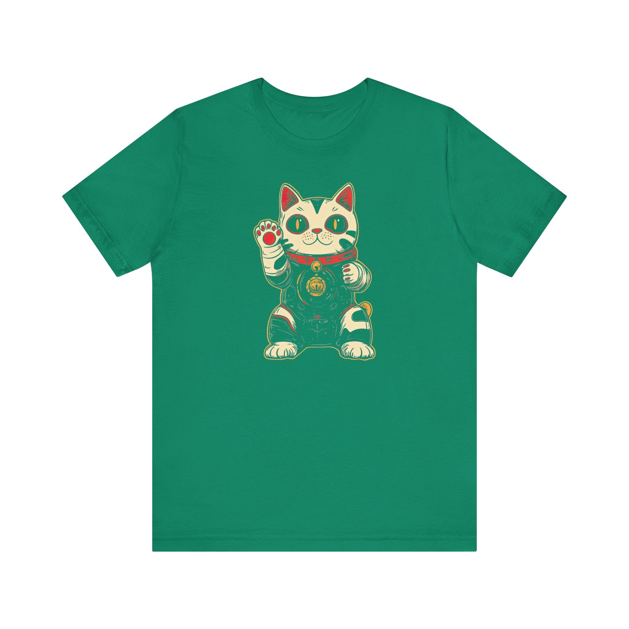 Lucky Cat Robot T-Shirt - Futuristic Maneki-Neko Design