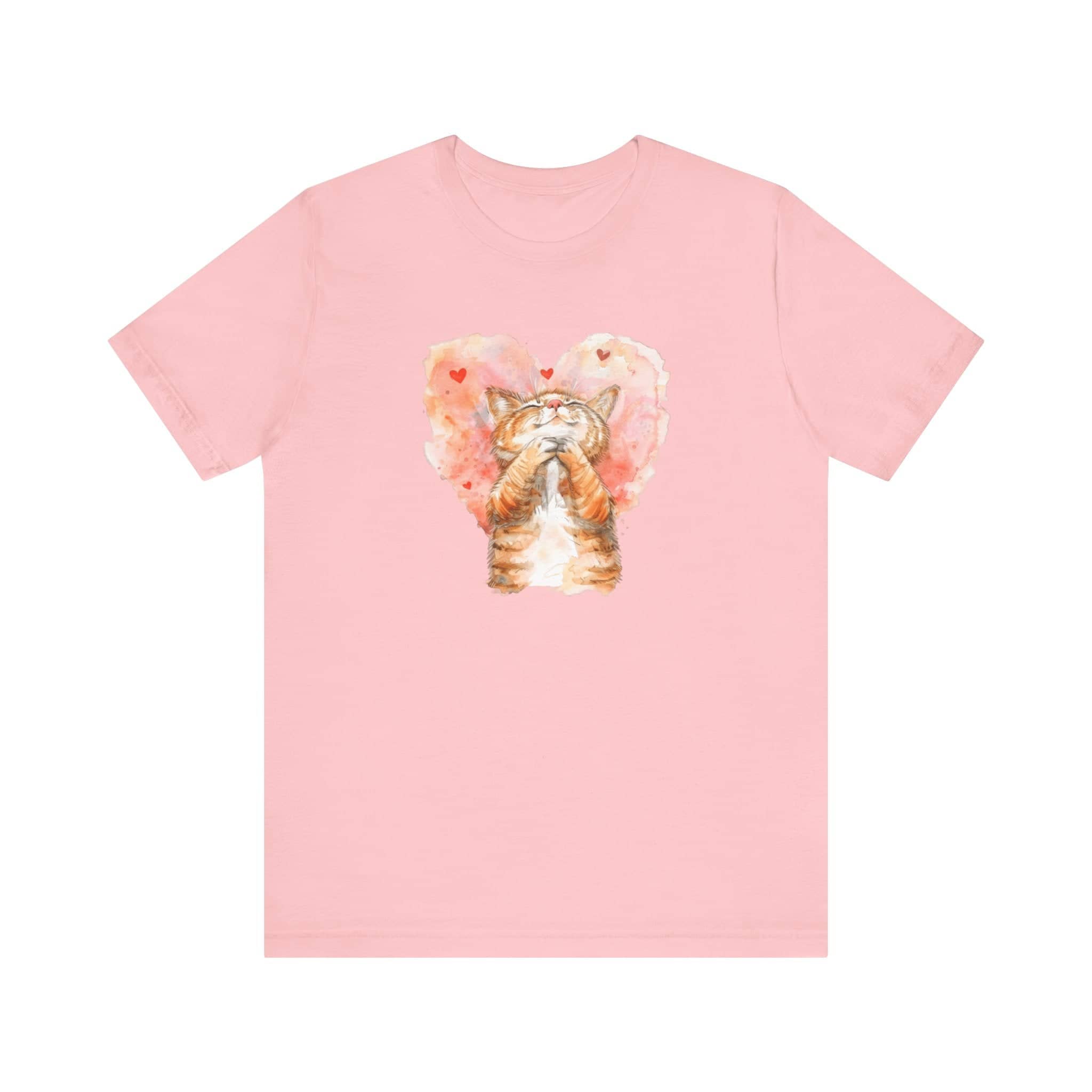 Love Whiskers Tee - Watercolor Heart & Cat T-Shirt