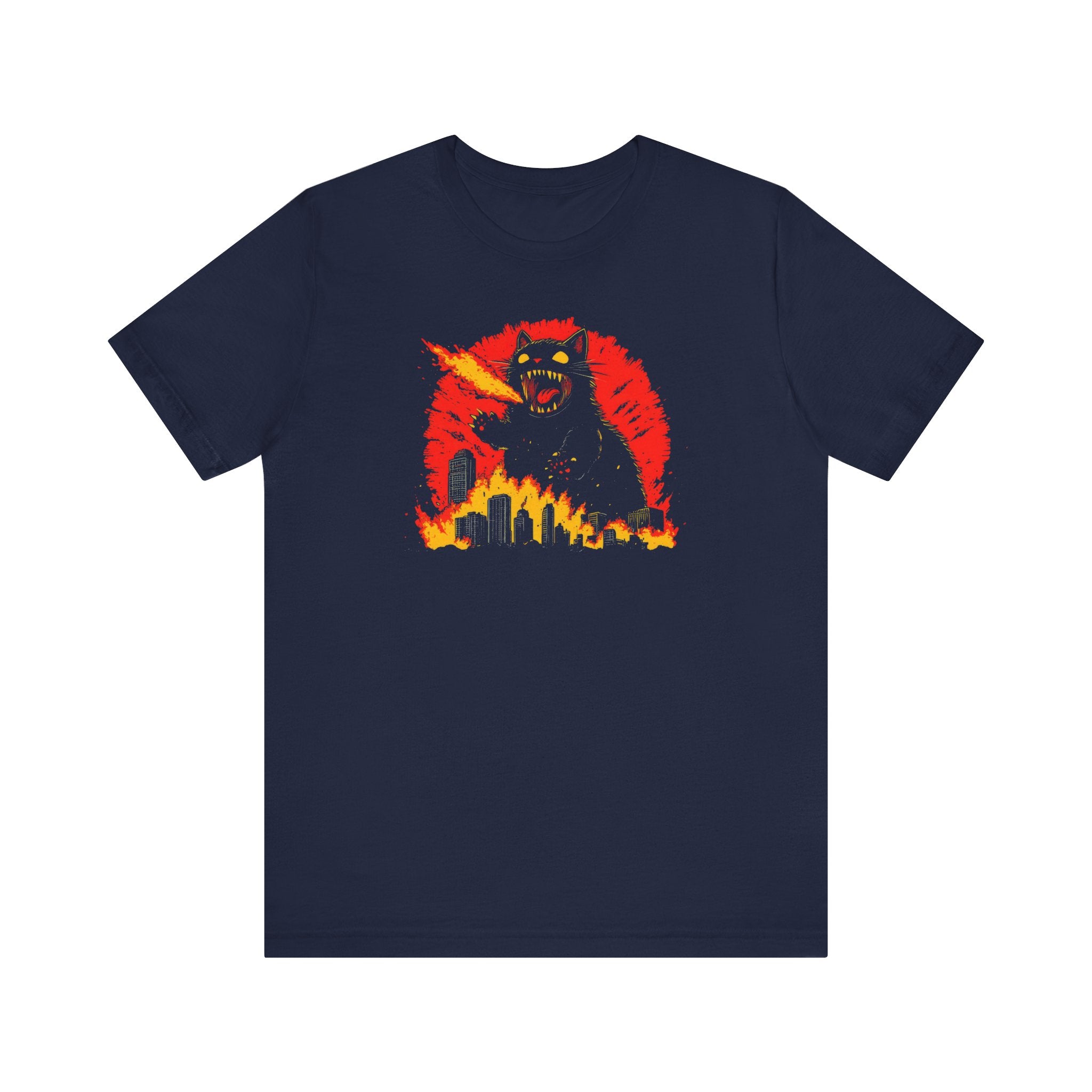 Catzilla Firestorm T-Shirt Fierce Cat Flame Attack Design