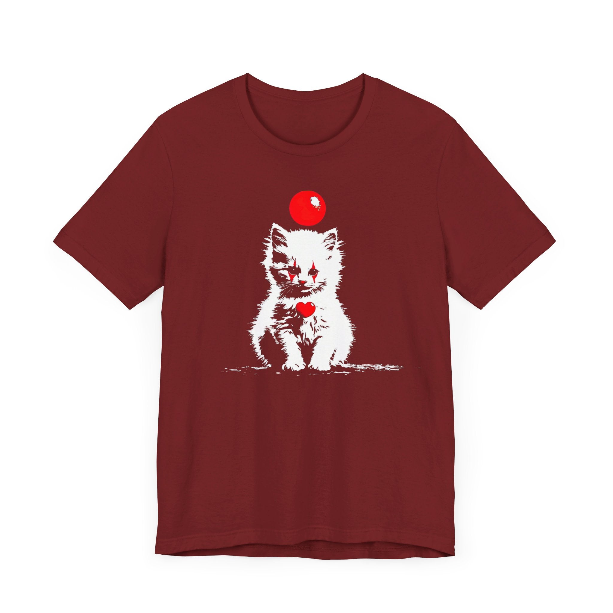 Creepy Clown Cat T-Shirt Playful and Spooky Design