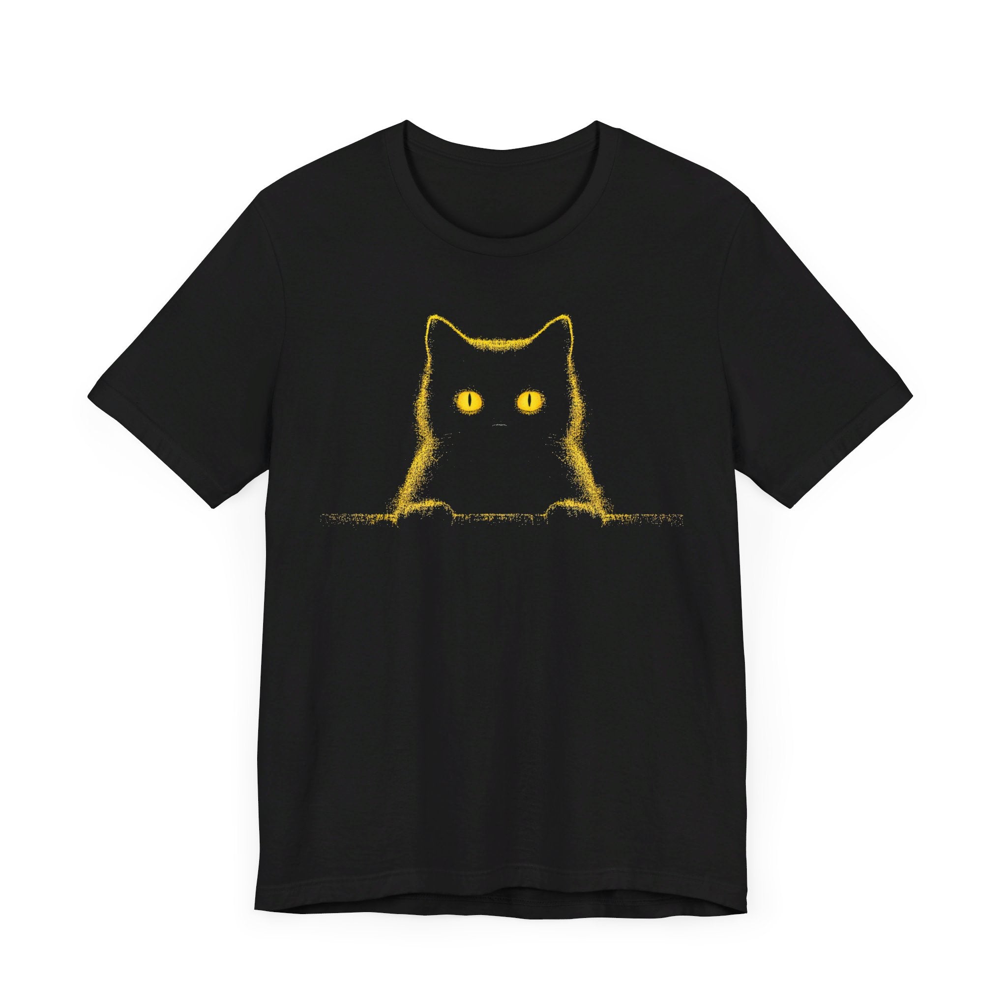 Glowing Eyes Black Cat Graphic Tee – Mysterious Feline Lover Shirt