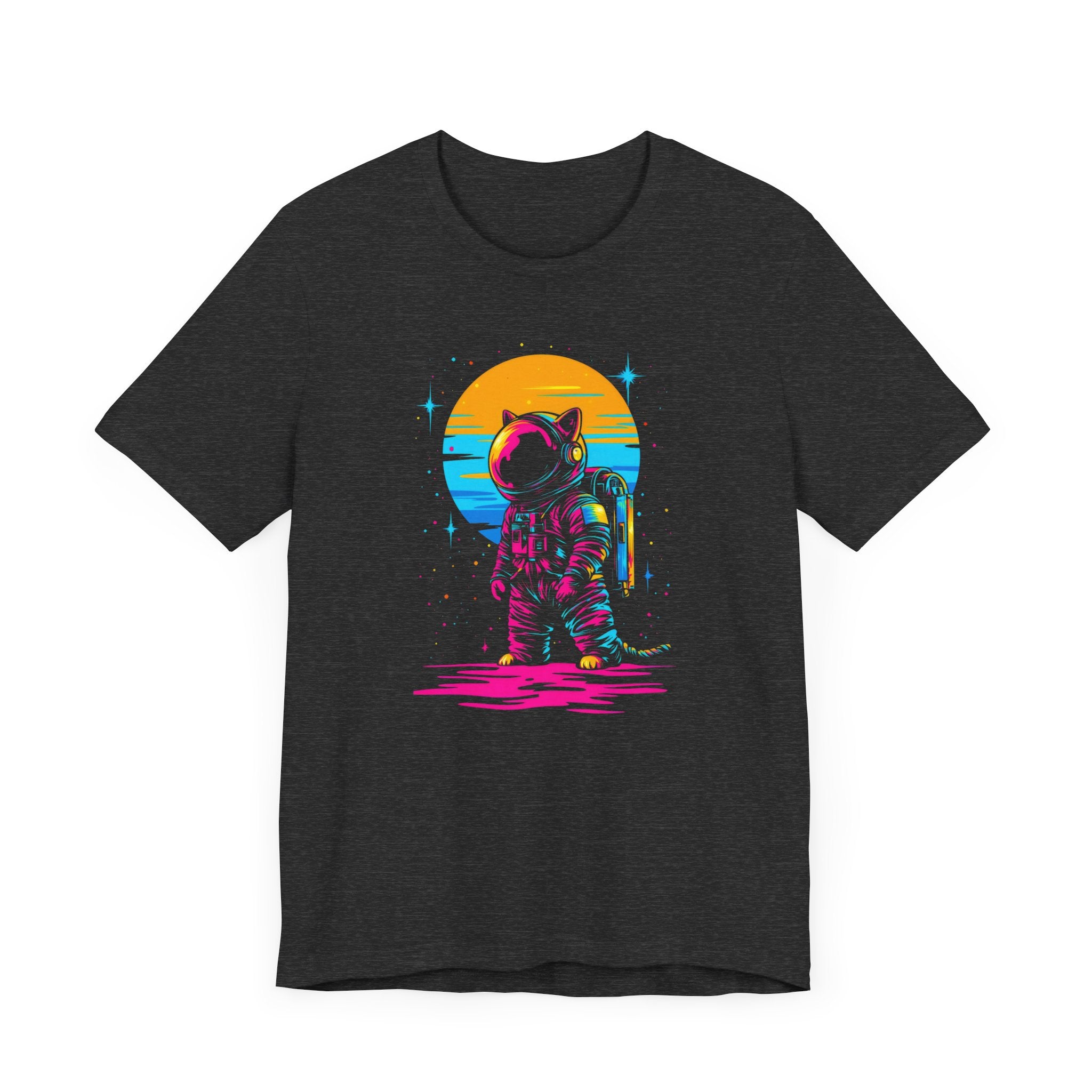 Neon Sunset Astronaut Cat T-Shirt