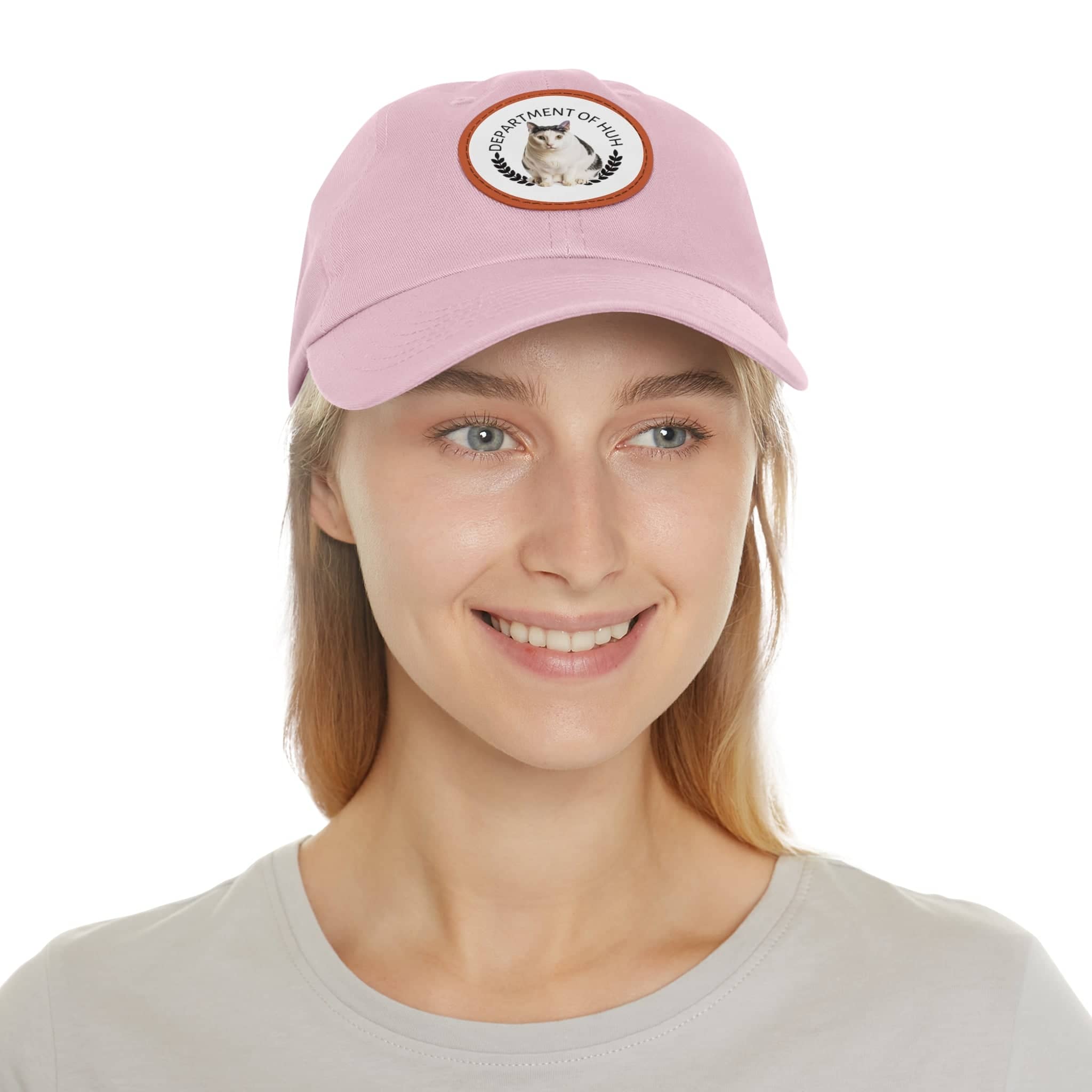 Department of HUH Cat Dad Hat with Leather Patch (Round)
