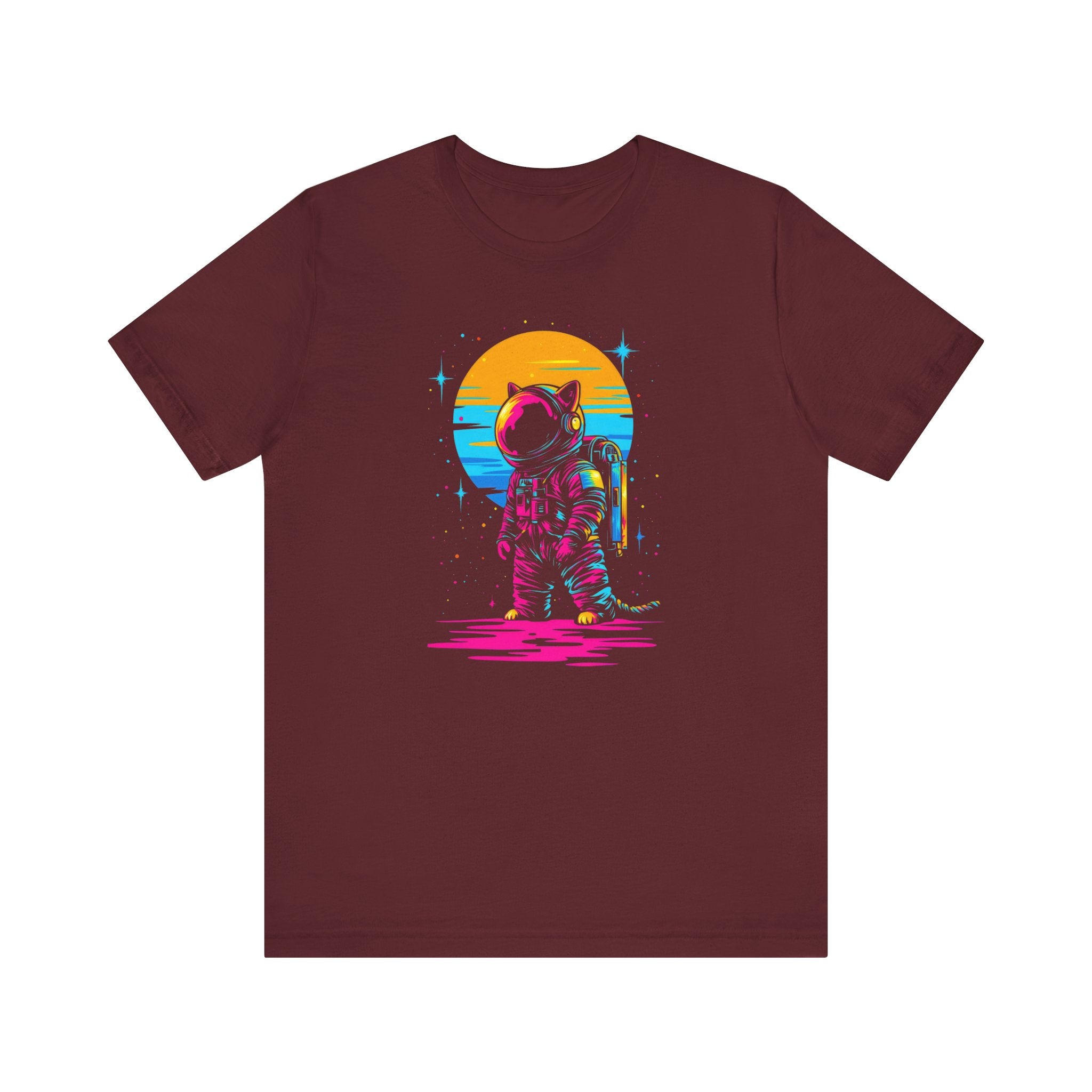 Neon Sunset Astronaut Cat T-Shirt