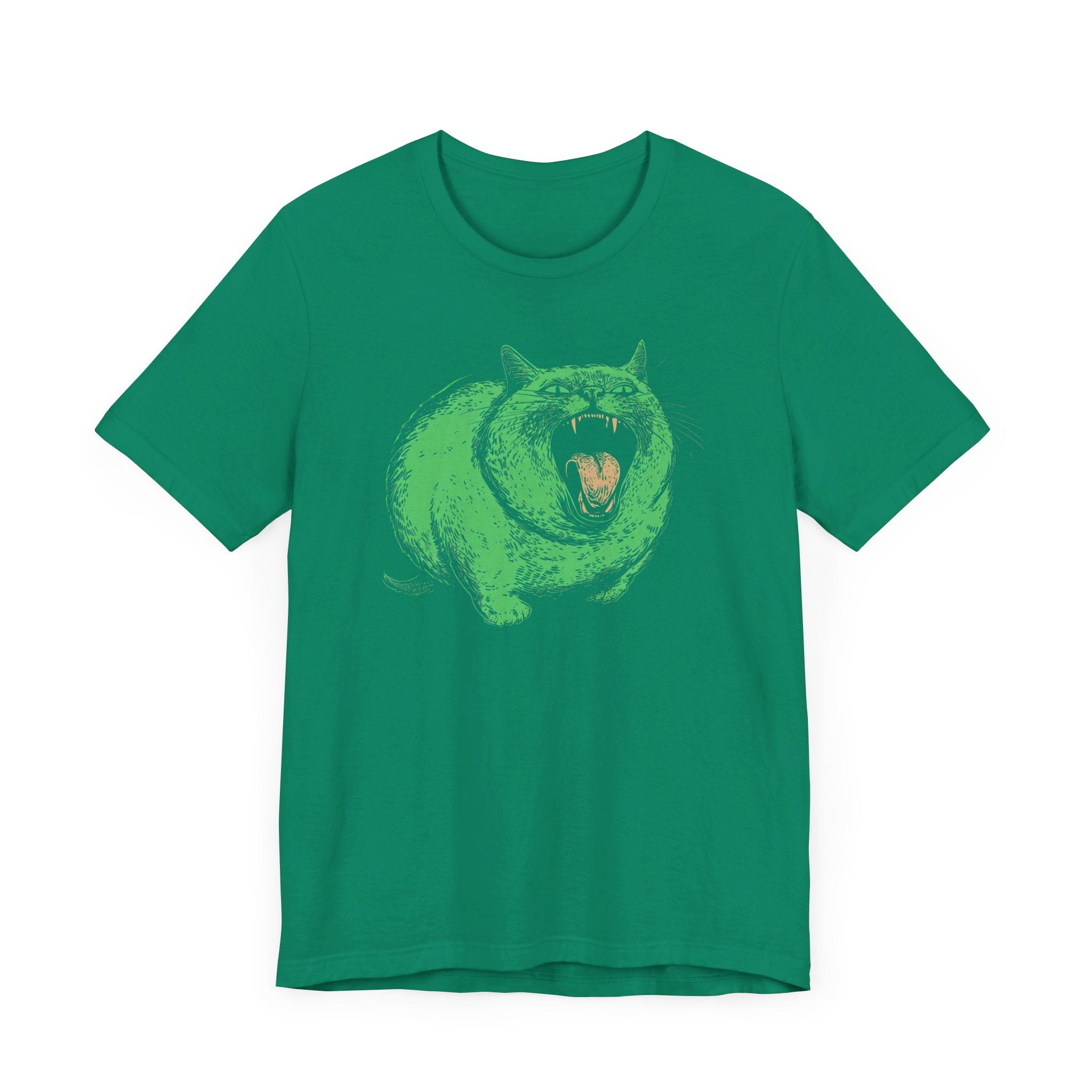 Green Monster Cat T-Shirt - Fierce Feline Halloween Graphic Tee