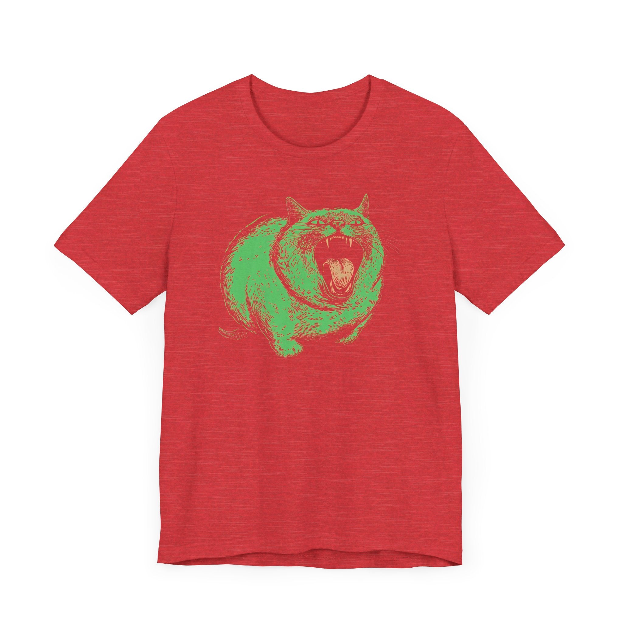 Green Monster Cat T-Shirt - Fierce Feline Halloween Graphic Tee