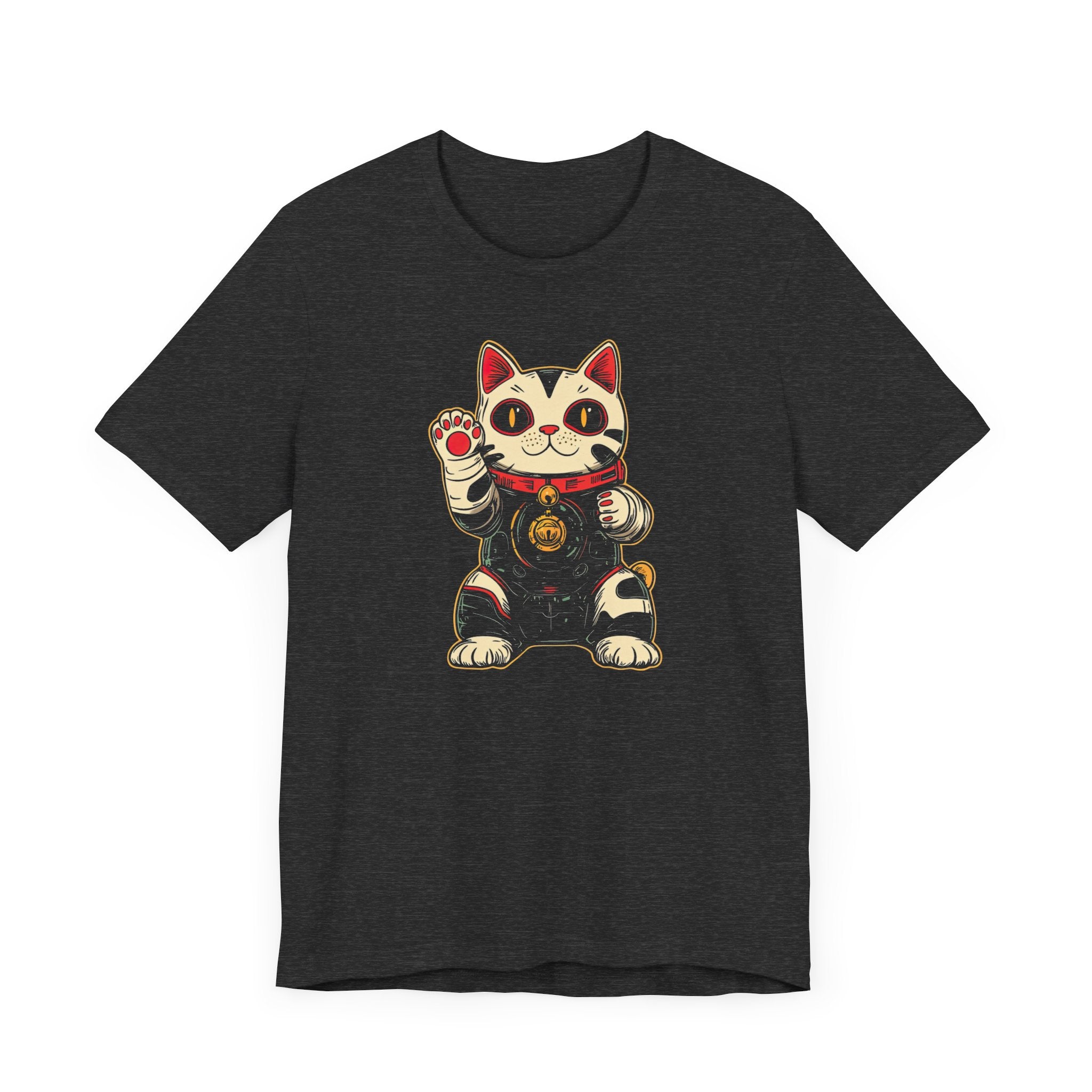 Lucky Cat Robot T-Shirt - Futuristic Maneki-Neko Design