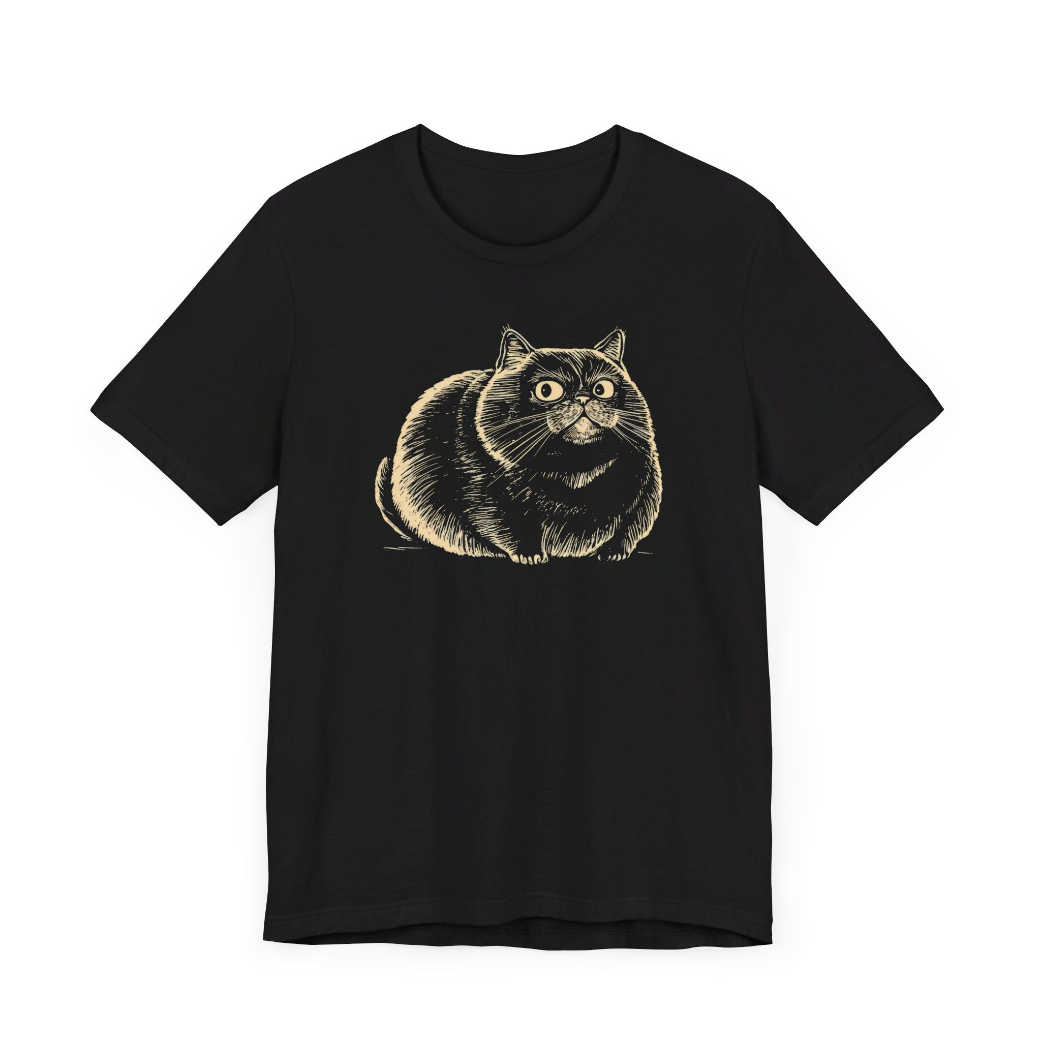 Chubby Cat Illustration T-Shirt