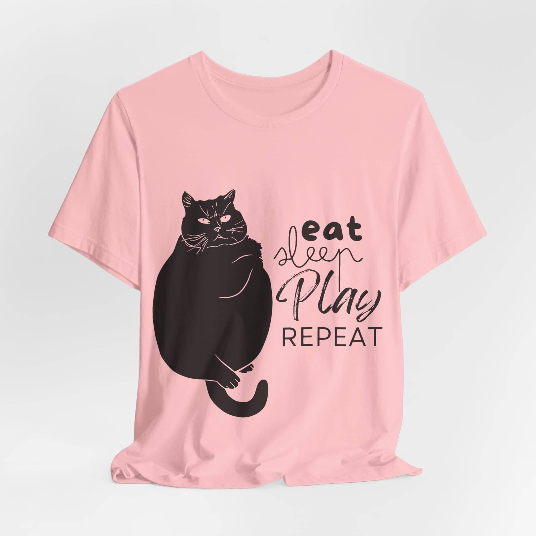 Cat's Daily Mantra - 'Eat Sleep Play Repeat' Casual T-Shirt Unisex Jersey Short Sleeve Tee